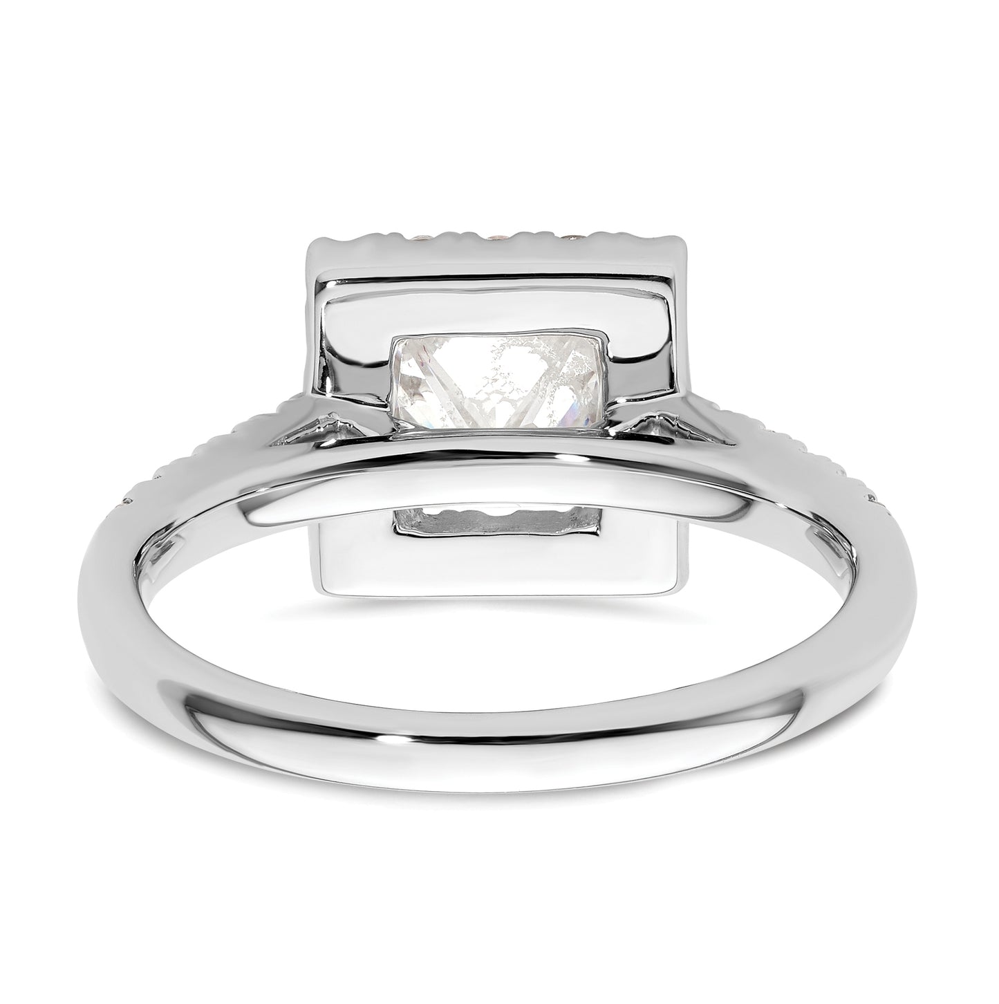 14K White Gold Halo Plus (Holds 1.25 carat (6.00mm) Princess Center) 5/8 carat Diamond Semi-Mount Engagement Ring