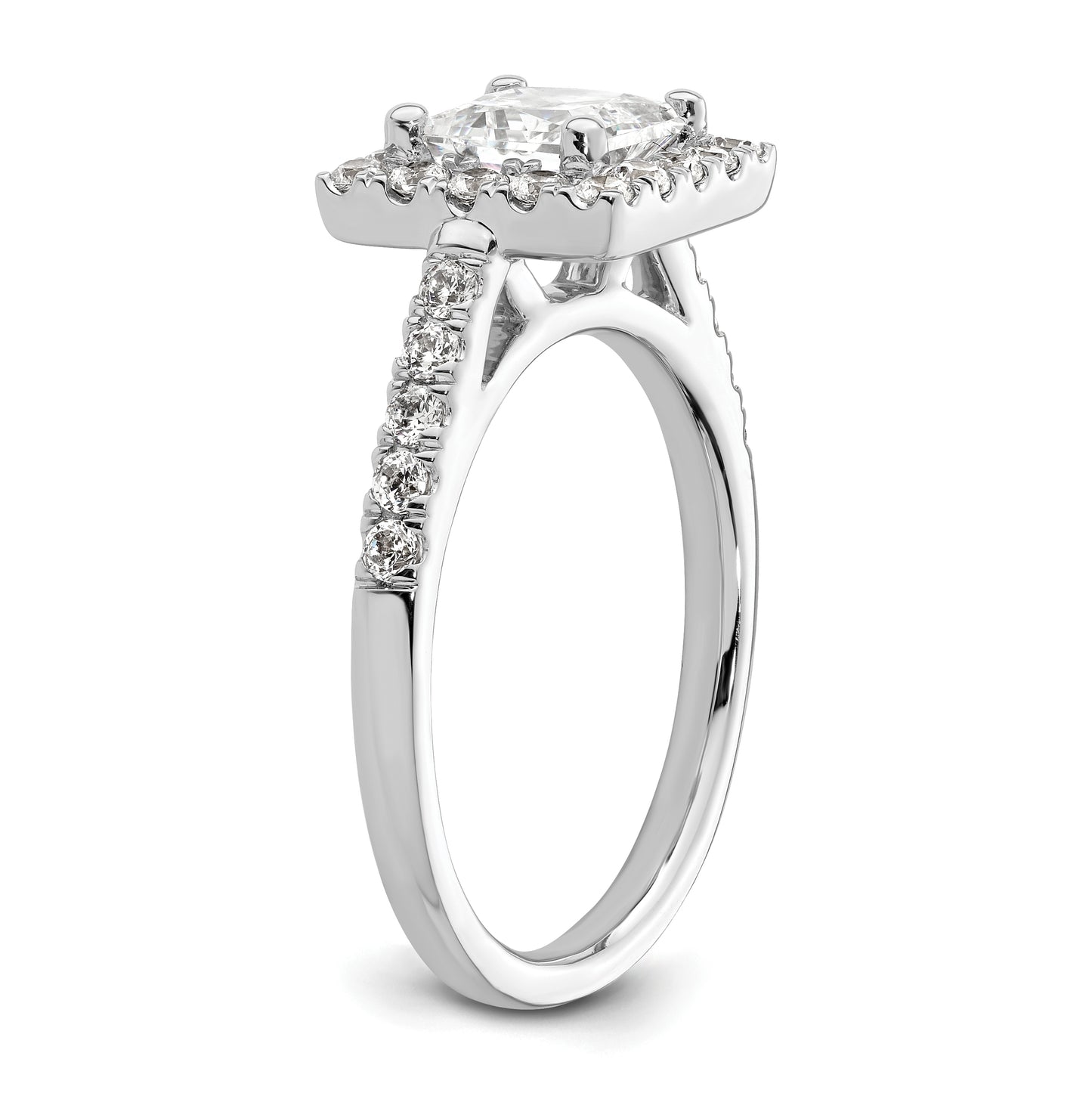 14K White Gold Halo Plus (Holds 1.25 carat (6.00mm) Princess Center) 5/8 carat Diamond Semi-Mount Engagement Ring