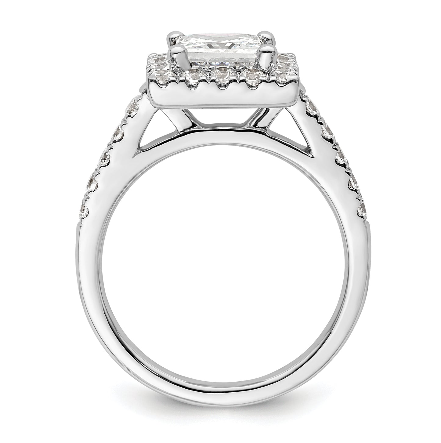 14K White Gold Halo Plus (Holds 1.5 carat (6.3mm) Princess Center) 3/4 carat Diamond Semi-Mount Engagement Ring