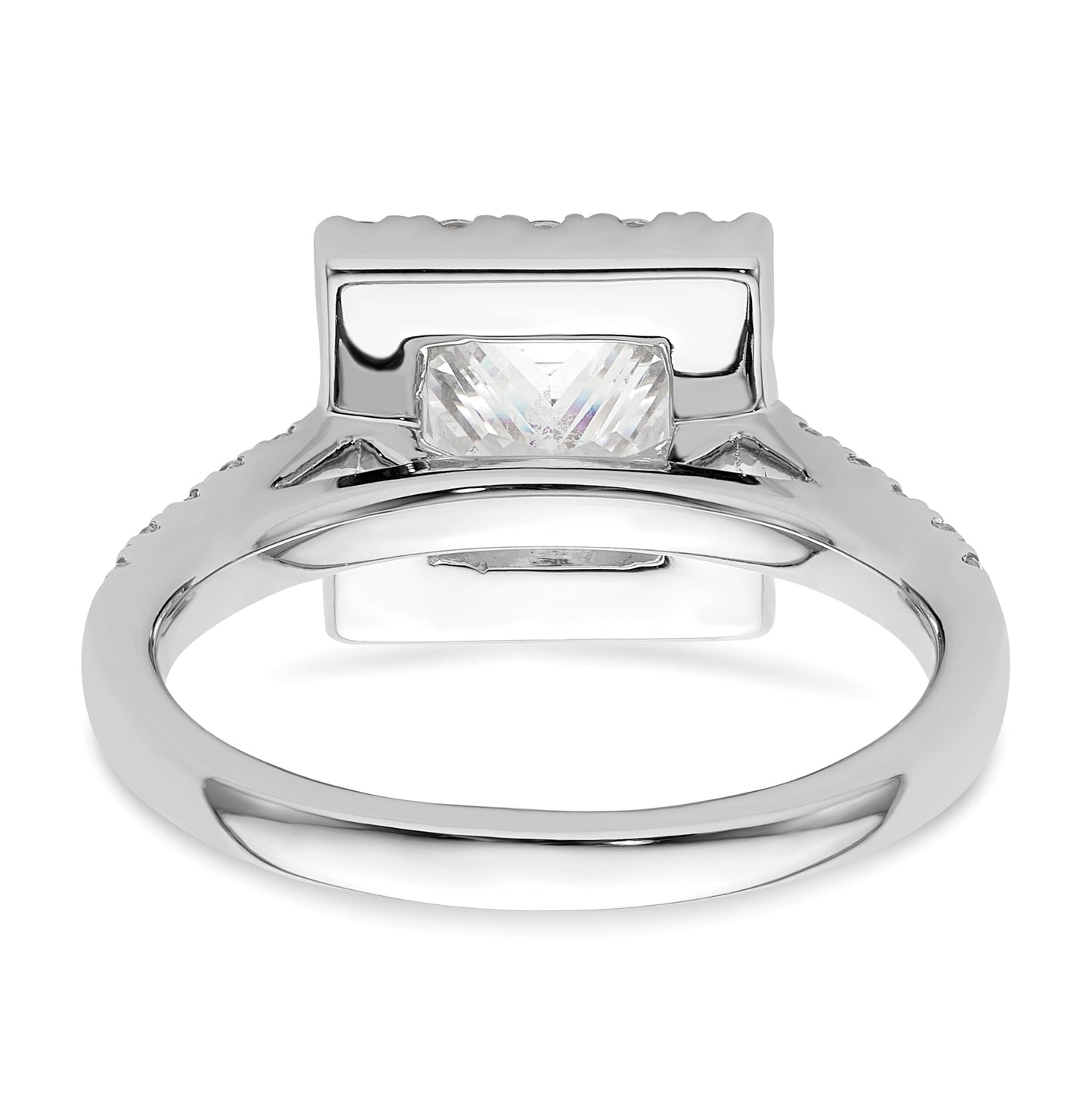 14K White Gold Halo Plus (Holds 1.5 carat (6.3mm) Princess Center) 3/4 carat Diamond Semi-Mount Engagement Ring