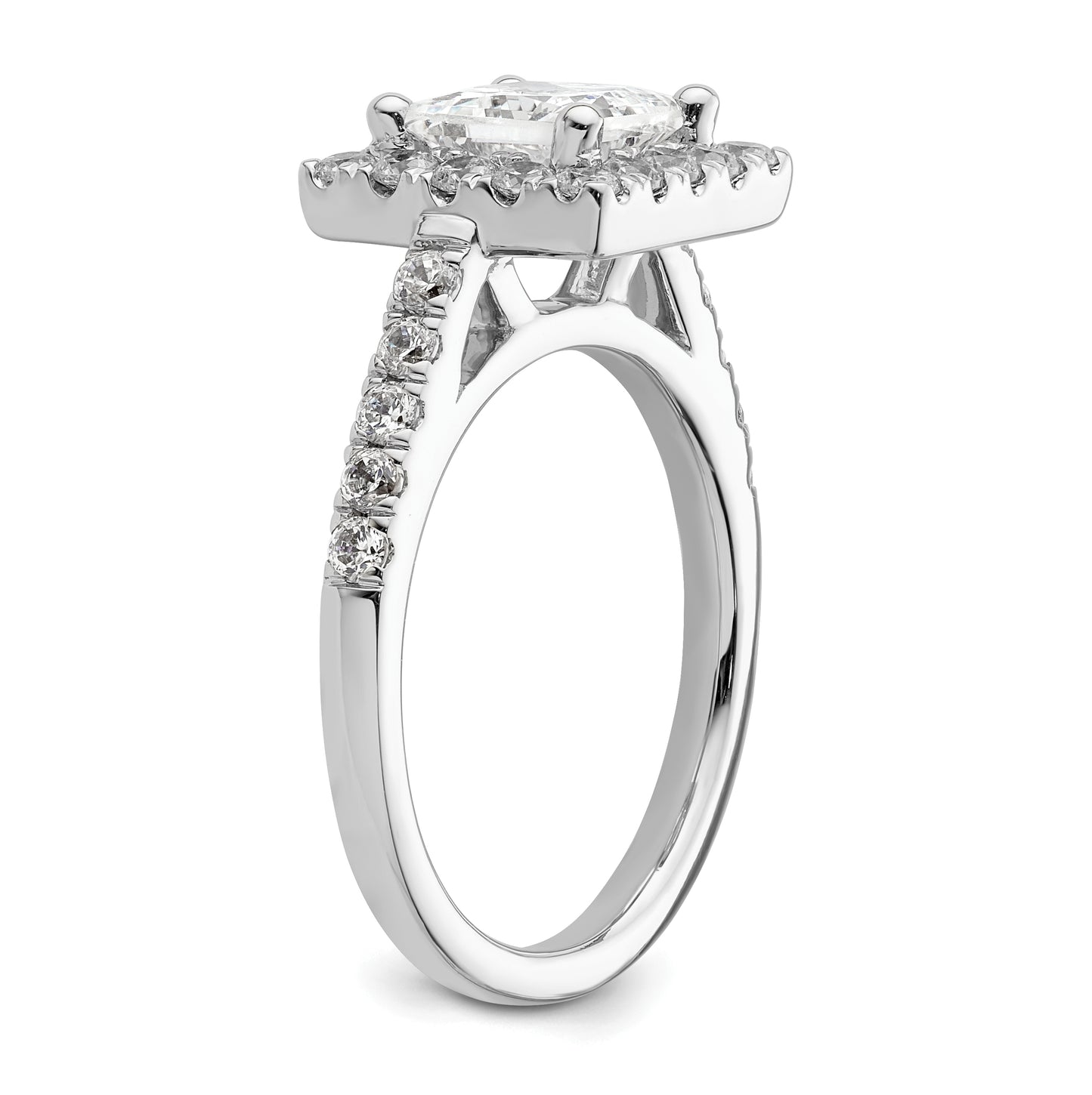 14K White Gold Halo Plus (Holds 1.5 carat (6.3mm) Princess Center) 3/4 carat Diamond Semi-Mount Engagement Ring