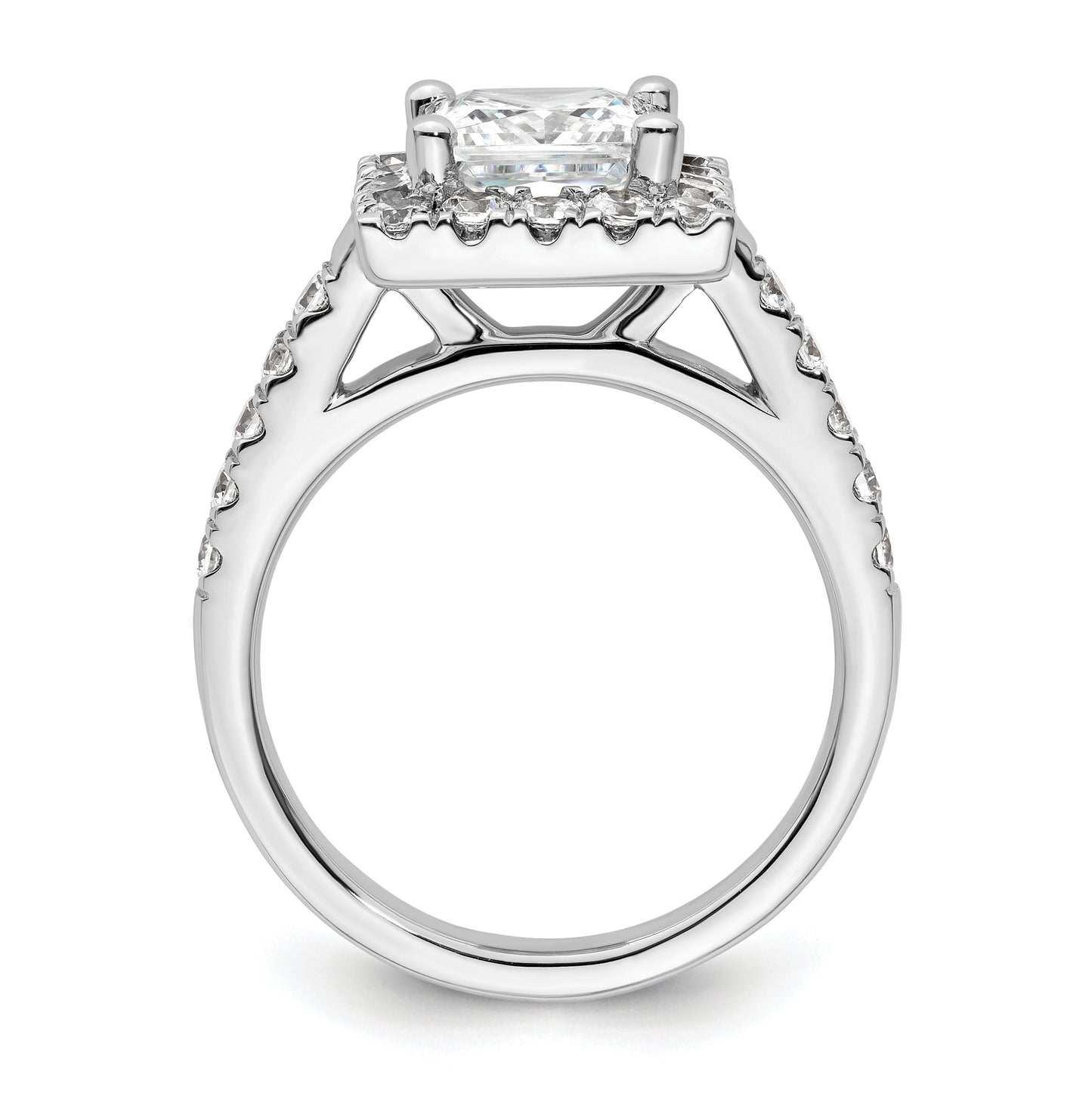 14K White Gold Halo Plus (Holds 1.75 carat (6.9mm) Princess Center) 7/8 carat Diamond Semi-Mount Engagement Ring