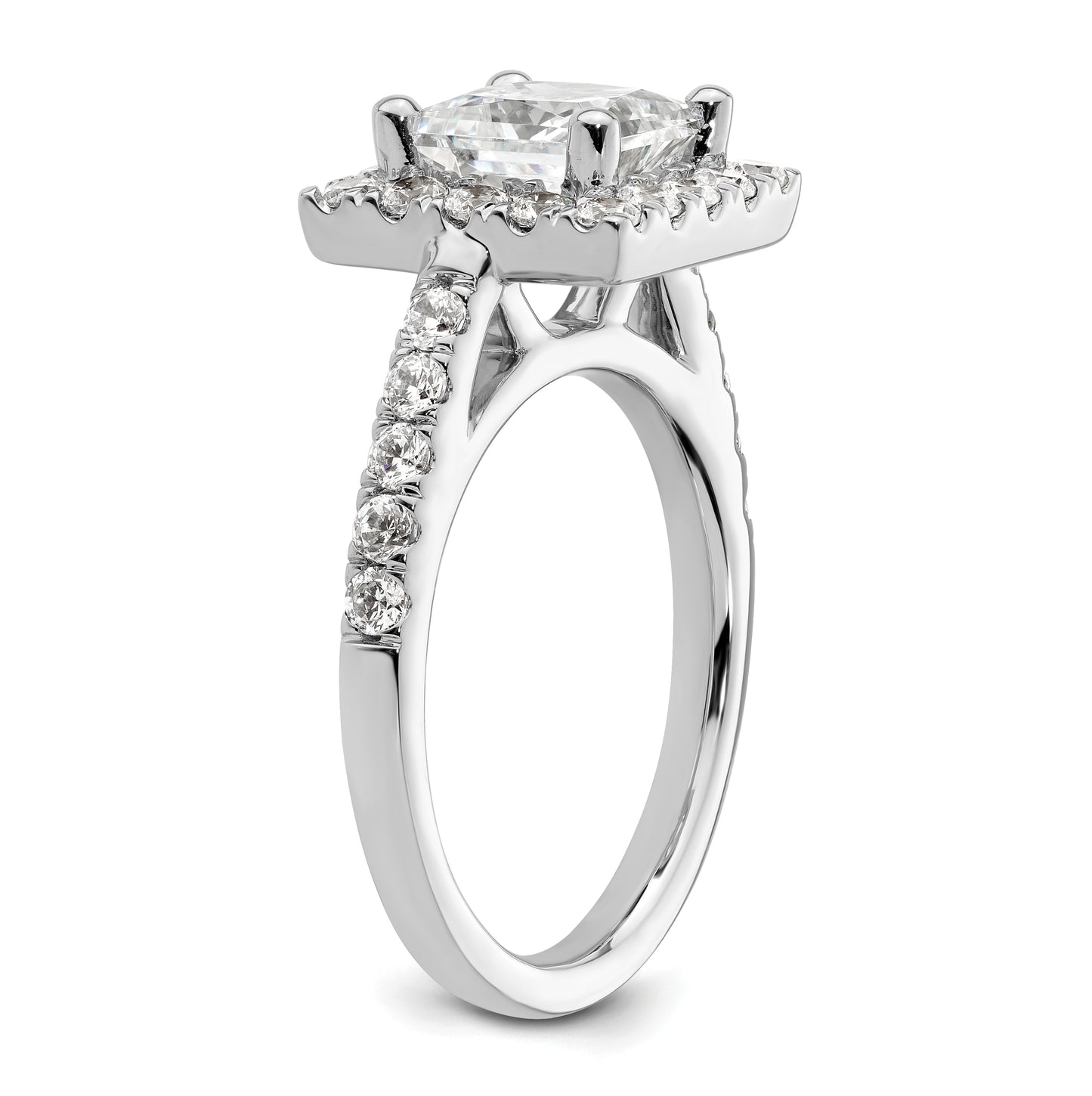 14K White Gold Halo Plus (Holds 1.75 carat (6.9mm) Princess Center) 7/8 carat Diamond Semi-Mount Engagement Ring