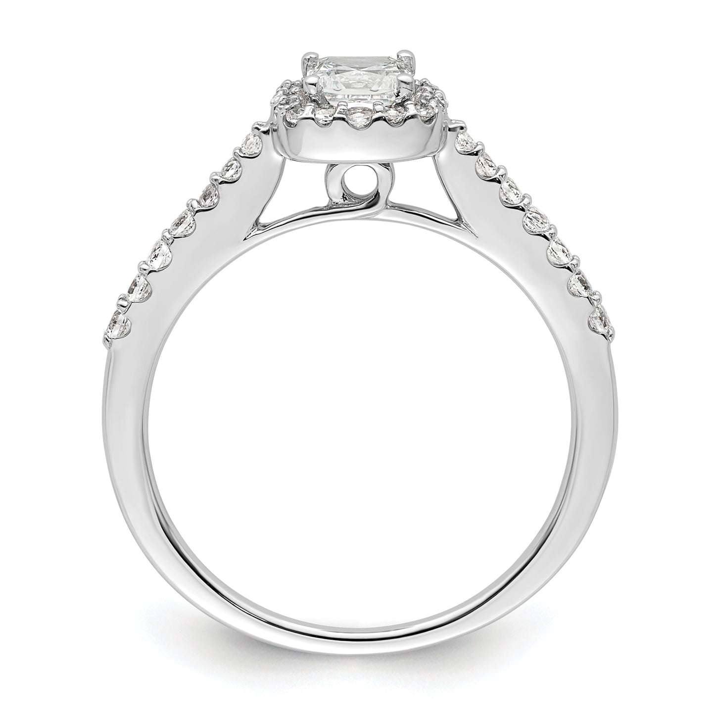 14K White Gold Halo Plus (Holds 1/2 carat (4.3mm) Princess Center) 1/3 carat Diamond Semi-Mount Engagement Ring