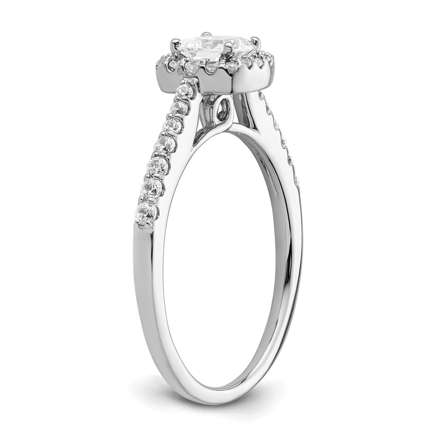 14K White Gold Halo Plus (Holds 1/2 carat (4.3mm) Princess Center) 1/3 carat Diamond Semi-Mount Engagement Ring