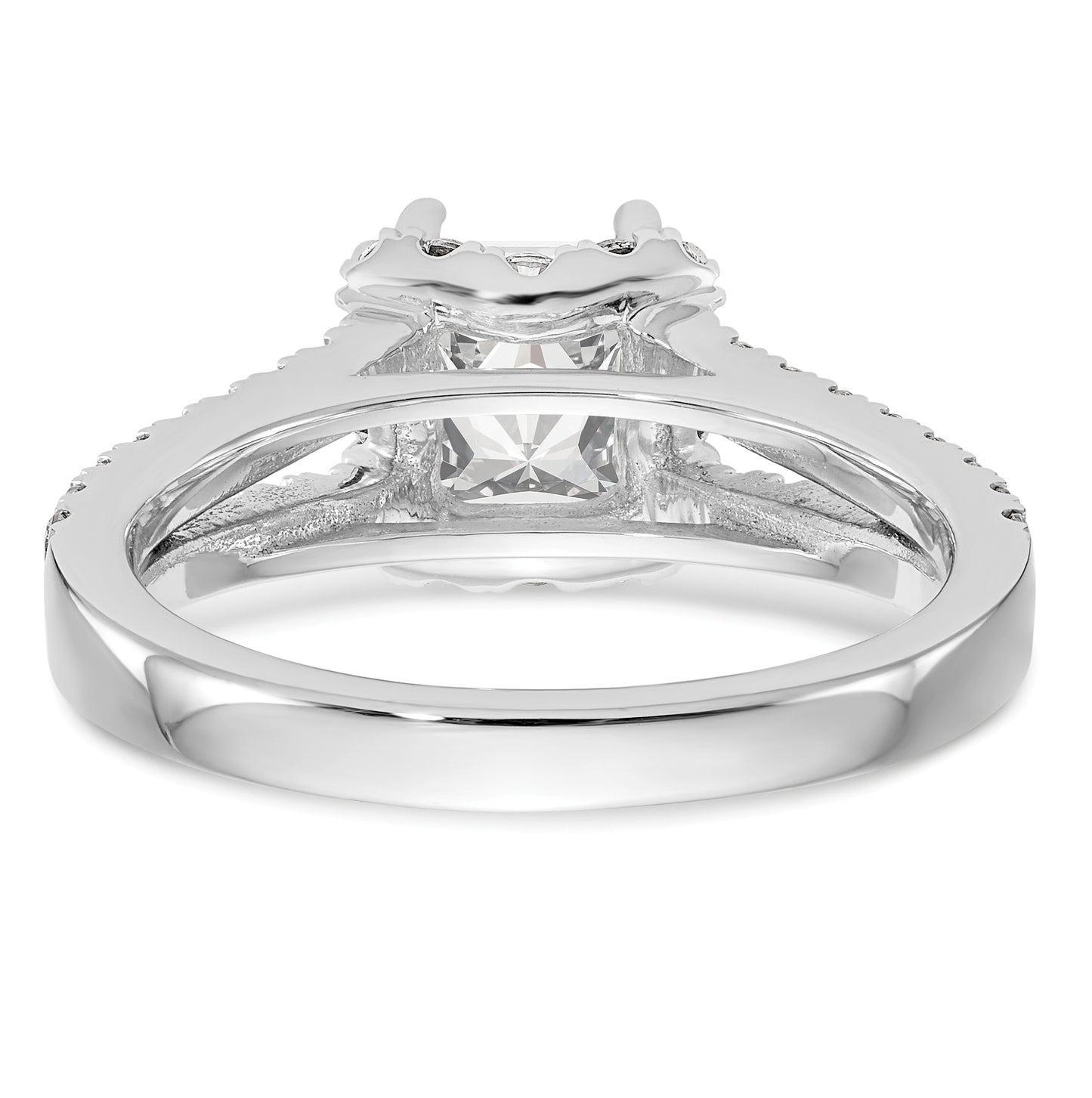 14K White Gold Diamond Princess Semi-Mount Square Halo Engagement Ring