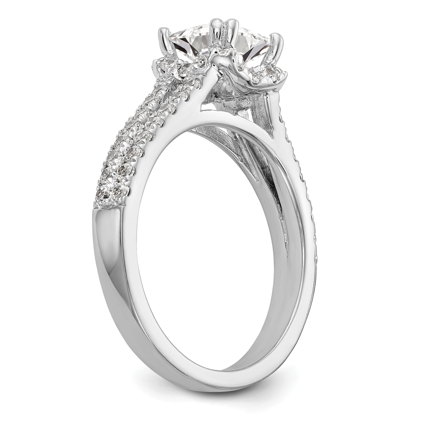 14K White Gold Diamond Princess Semi-Mount Square Halo Engagement Ring
