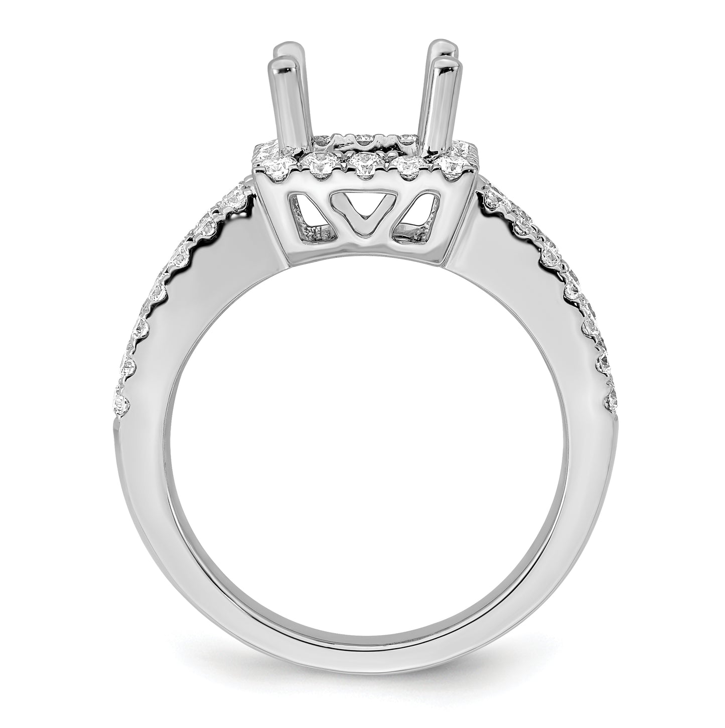 True Origin 14K White Gold 7/8 carat Lab Grown Diamond VS/SI  D E F  Semi Mount Princess Halo Engagement Ring