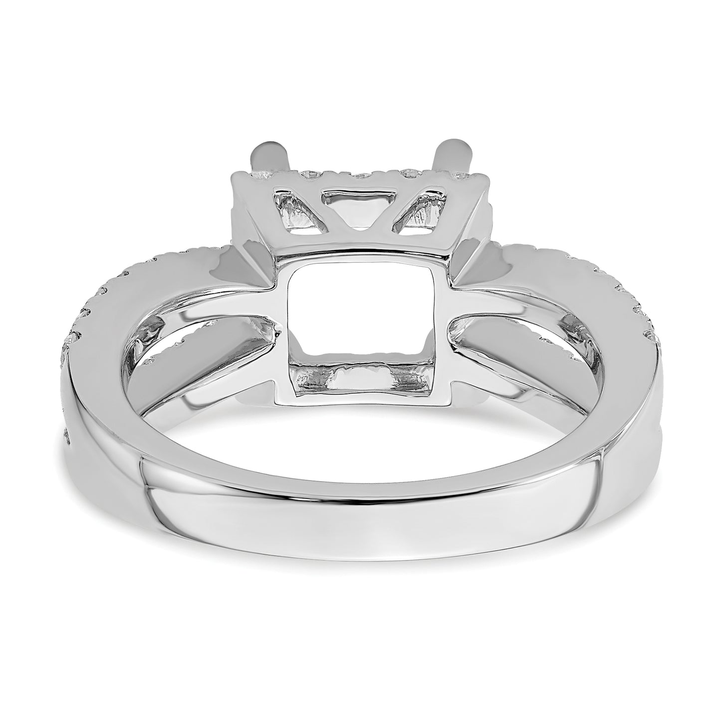 True Origin 14K White Gold 7/8 carat Lab Grown Diamond VS/SI  D E F  Semi Mount Princess Halo Engagement Ring