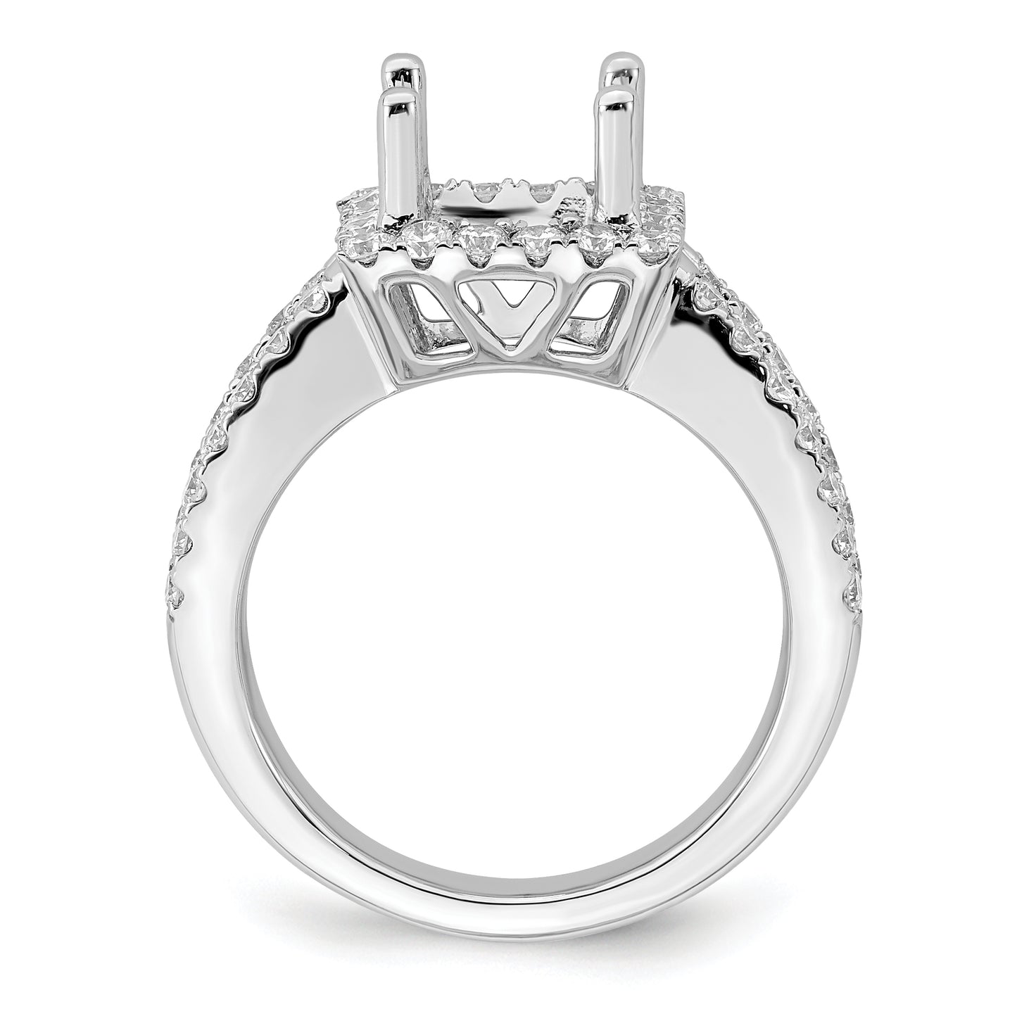 True Origin 14K White Gold 1 carat Lab Grown Diamond VS/SI  D E F  Semi Mount Princess Halo Engagement Ring, 11 mm