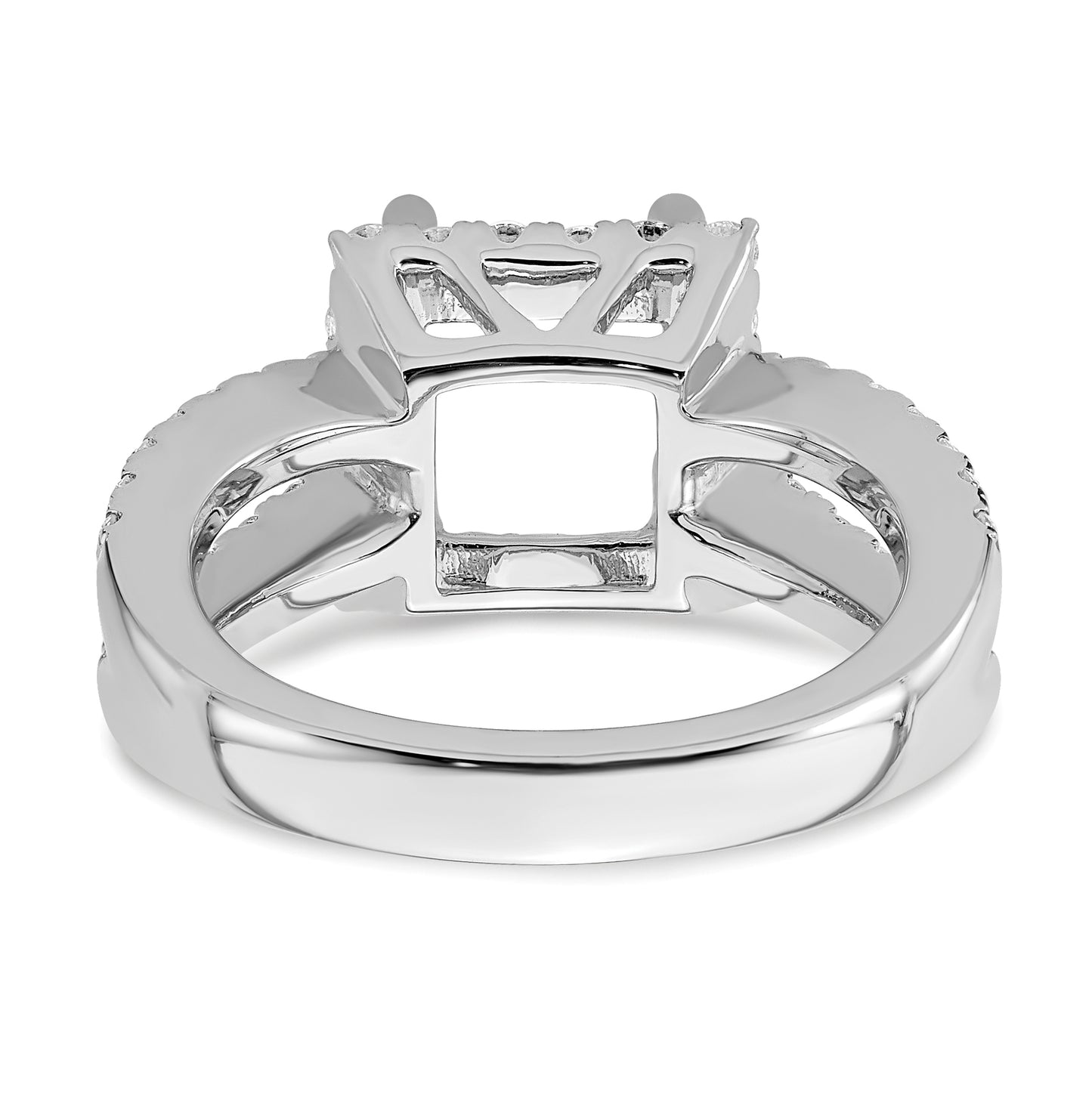 True Origin 14K White Gold 1 carat Lab Grown Diamond VS/SI  D E F  Semi Mount Princess Halo Engagement Ring, 11 mm