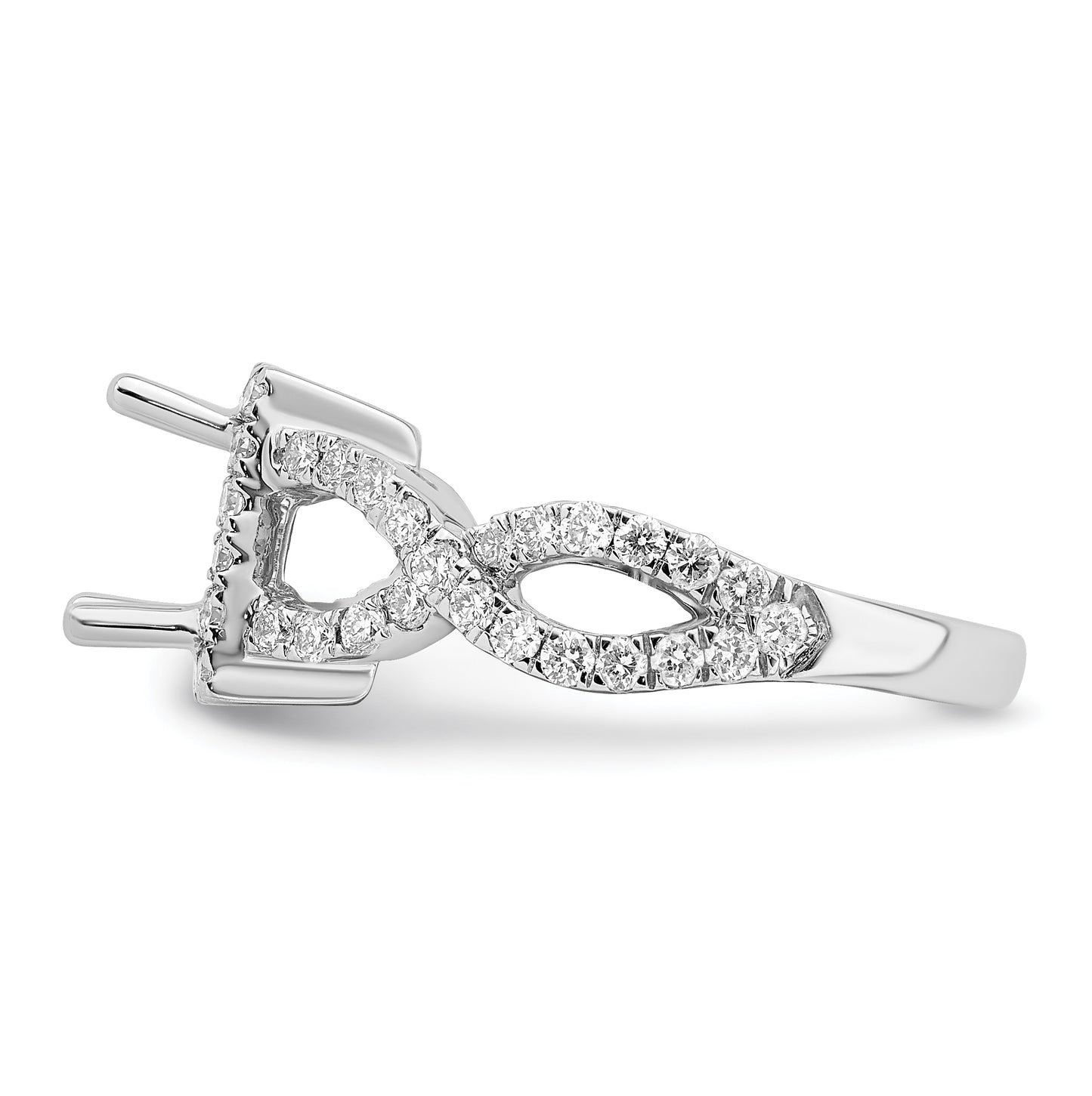 True Origin 14K White Gold 1 carat Lab Grown Diamond VS/SI  D E F  Semi Mount Princess Halo Engagement Ring, 10 mm