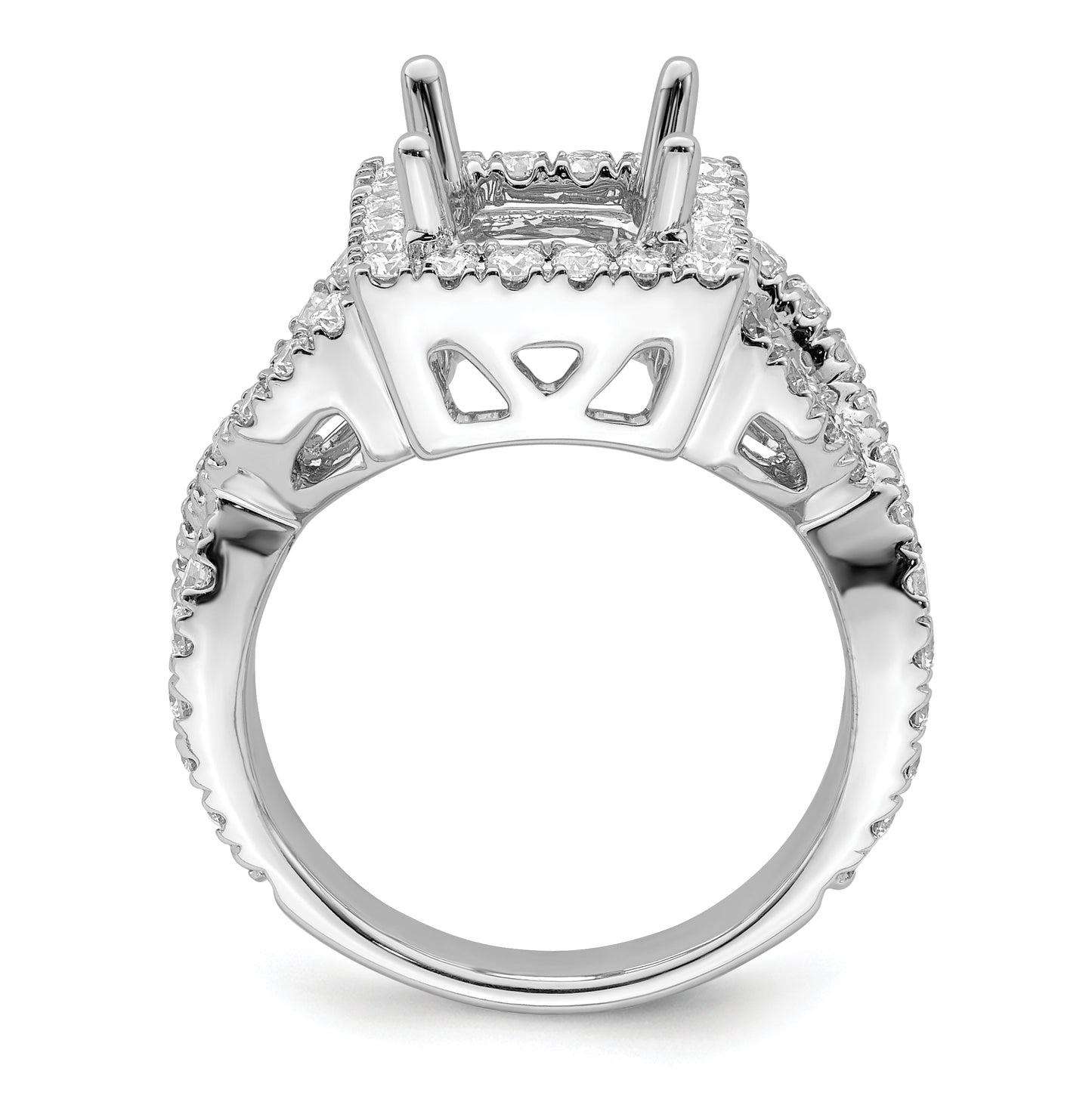 True Origin 14K White Gold 1 1/4 carat Lab Grown Diamond VS/SI  D E F  Semi Mount Princess Halo Engagement Ring