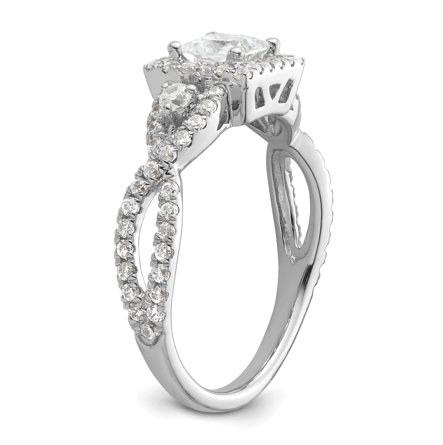 14K White Gold Halo Plus (Holds 1/2 carat (4.5mm) Princess Center) 5/8 carat Diamond Semi-Mount Engagement Ring