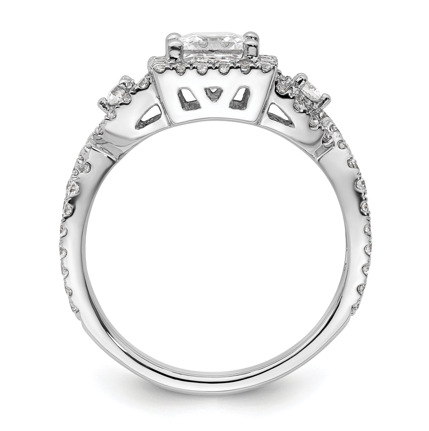14K White Gold Halo Plus (Holds 3/4 carat (5.00mm) Princess Center) 3/4 carat Diamond Semi-Mount Engagement Ring