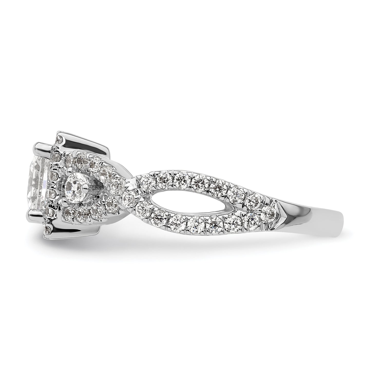 14K White Gold Halo Plus (Holds 3/4 carat (5.00mm) Princess Center) 3/4 carat Diamond Semi-Mount Engagement Ring