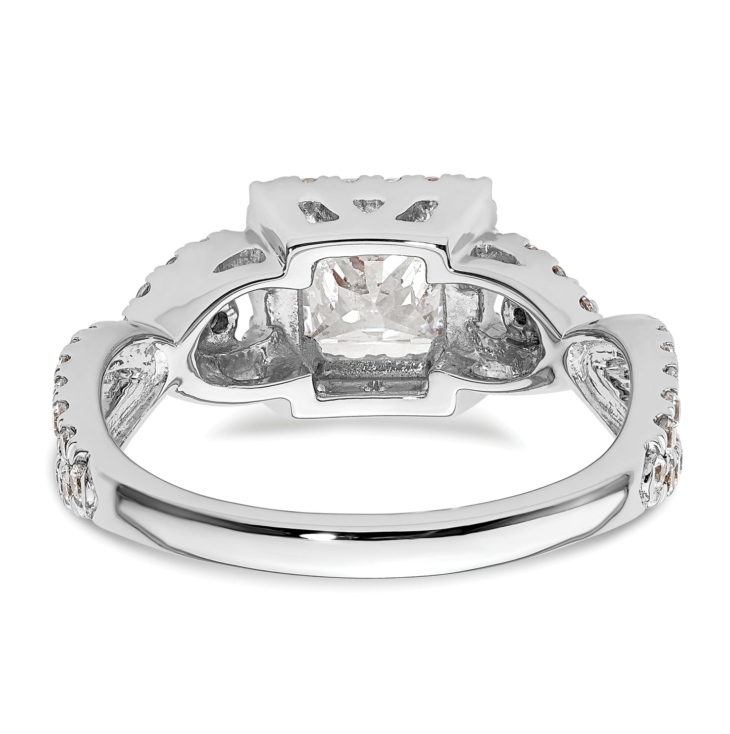 14K White Gold Halo Plus (Holds 3/4 carat (5.00mm) Princess Center) 3/4 carat Diamond Semi-Mount Engagement Ring