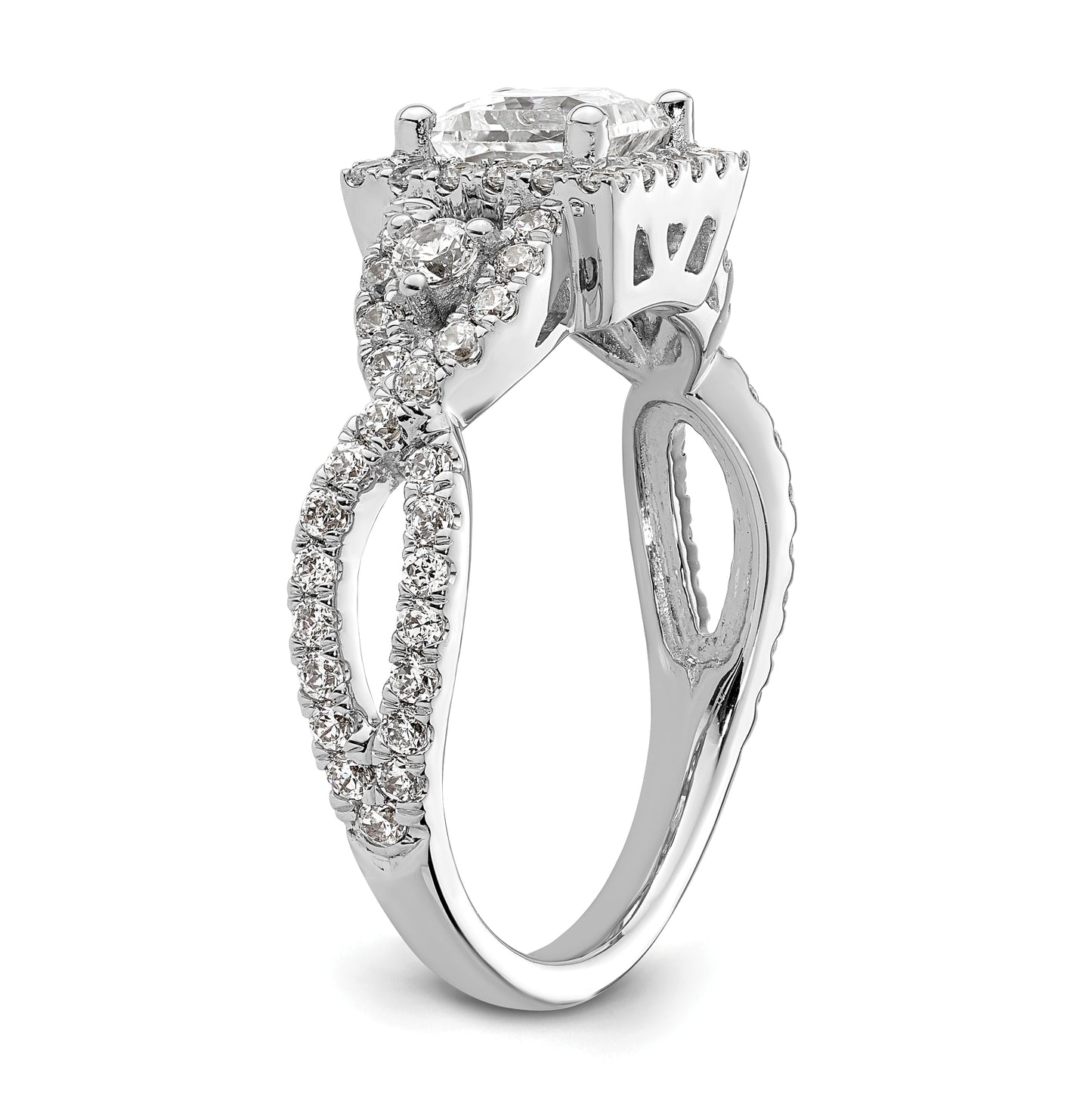 14K White Gold Halo Plus (Holds 3/4 carat (5.00mm) Princess Center) 3/4 carat Diamond Semi-Mount Engagement Ring