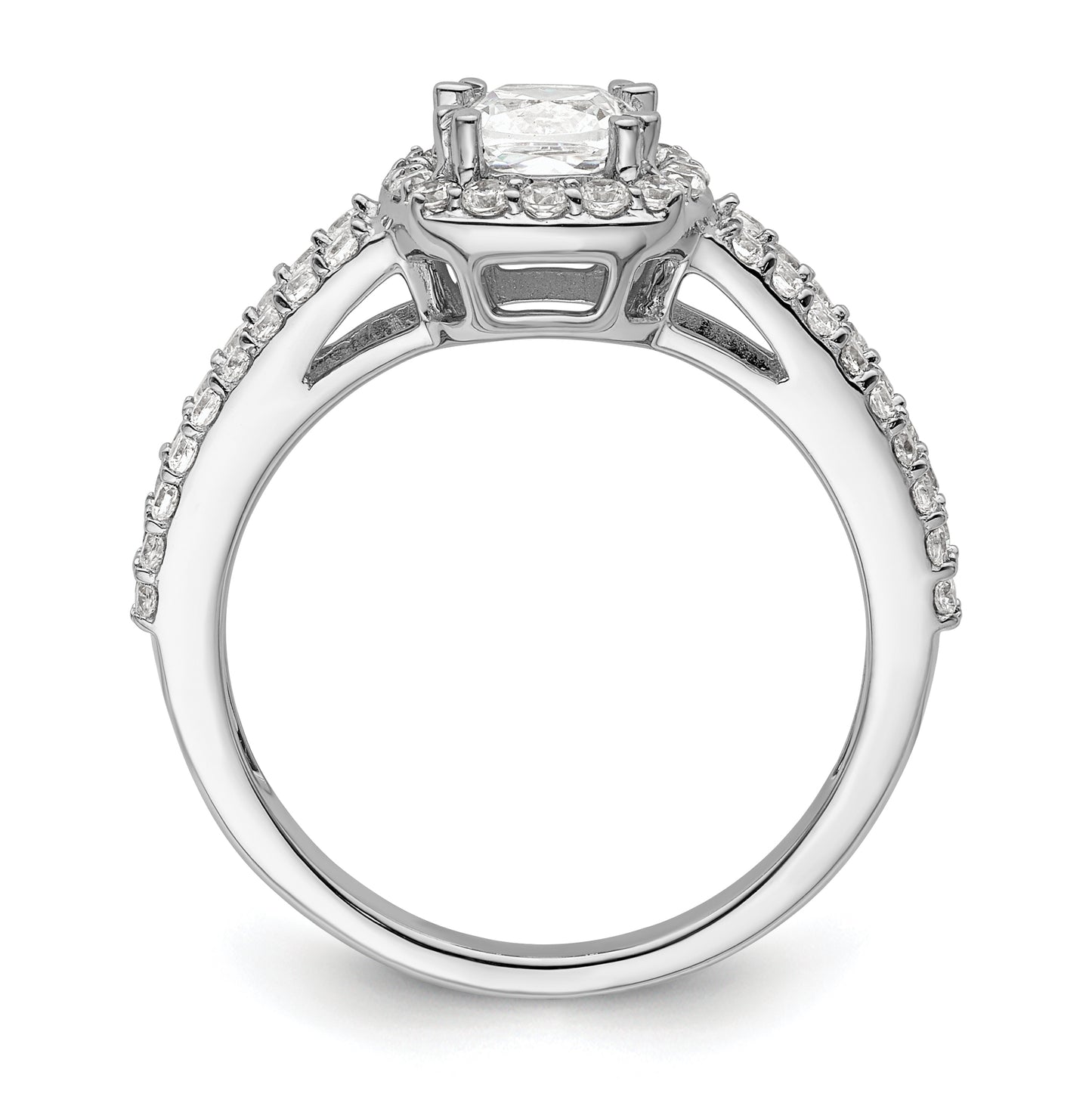 14K White Gold Halo Plus (Holds 3/4 carat (5.3mm) Cushion Center) 1/2 carat Diamond Semi-Mount Engagement Ring