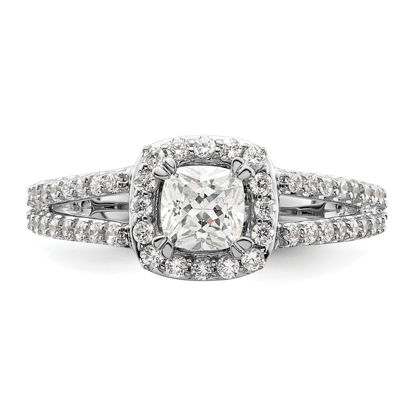 14K White Gold Halo Plus (Holds 3/4 carat (5.3mm) Cushion Center) 1/2 carat Diamond Semi-Mount Engagement Ring