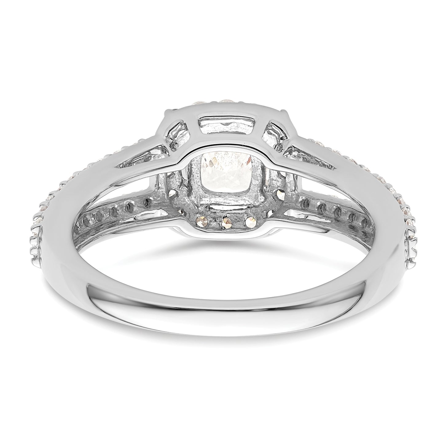14K White Gold Halo Plus (Holds 3/4 carat (5.3mm) Cushion Center) 1/2 carat Diamond Semi-Mount Engagement Ring