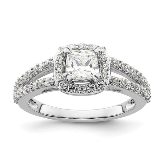 14K White Gold Halo Plus (Holds 3/4 carat (5.3mm) Cushion Center) 1/2 carat Diamond Semi-Mount Engagement Ring