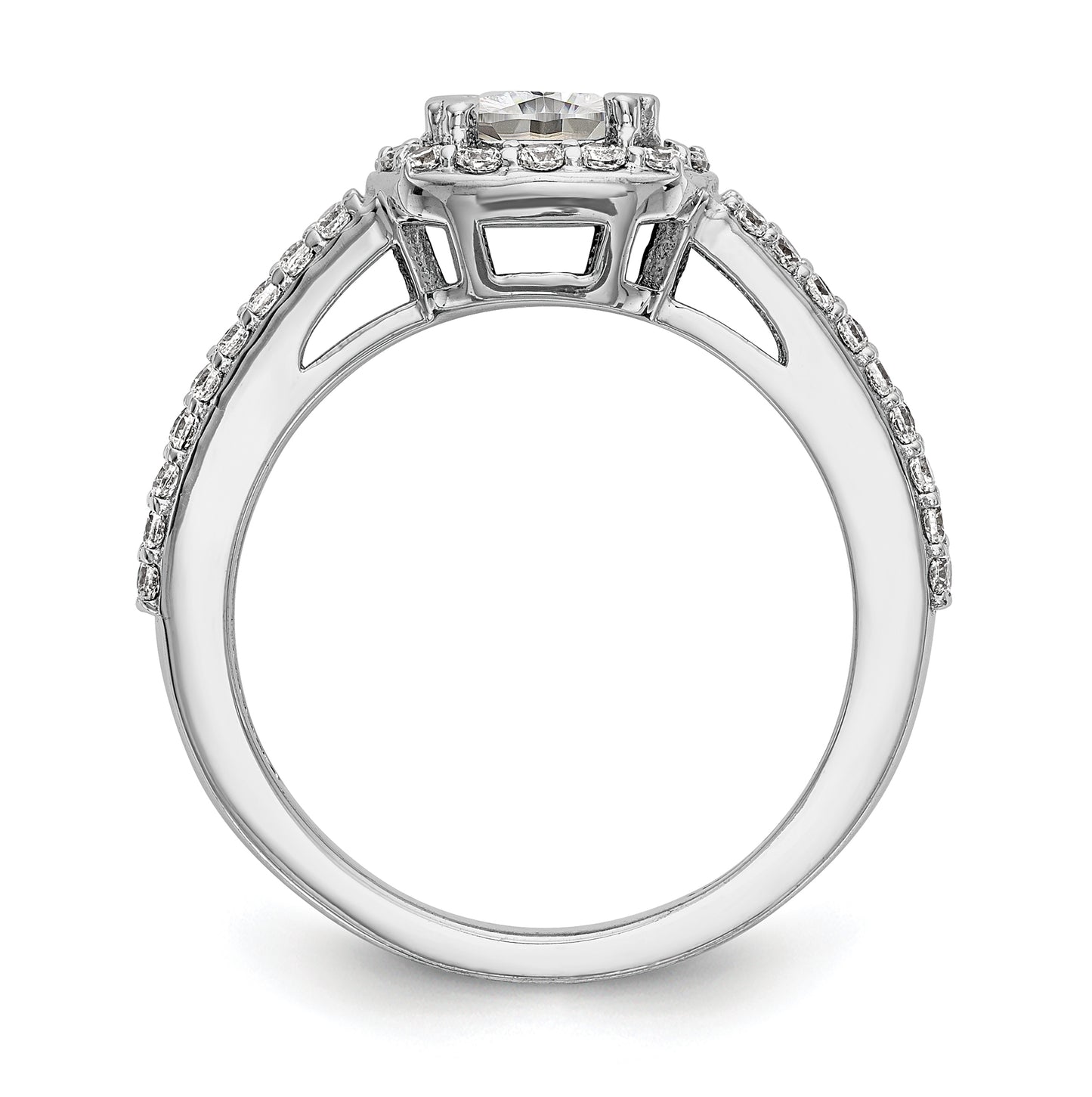 14K White Gold Halo Plus (Holds 1 carat (6.2mm) Cushion Center) 5/8 carat Diamond Semi-Mount Engagement Ring