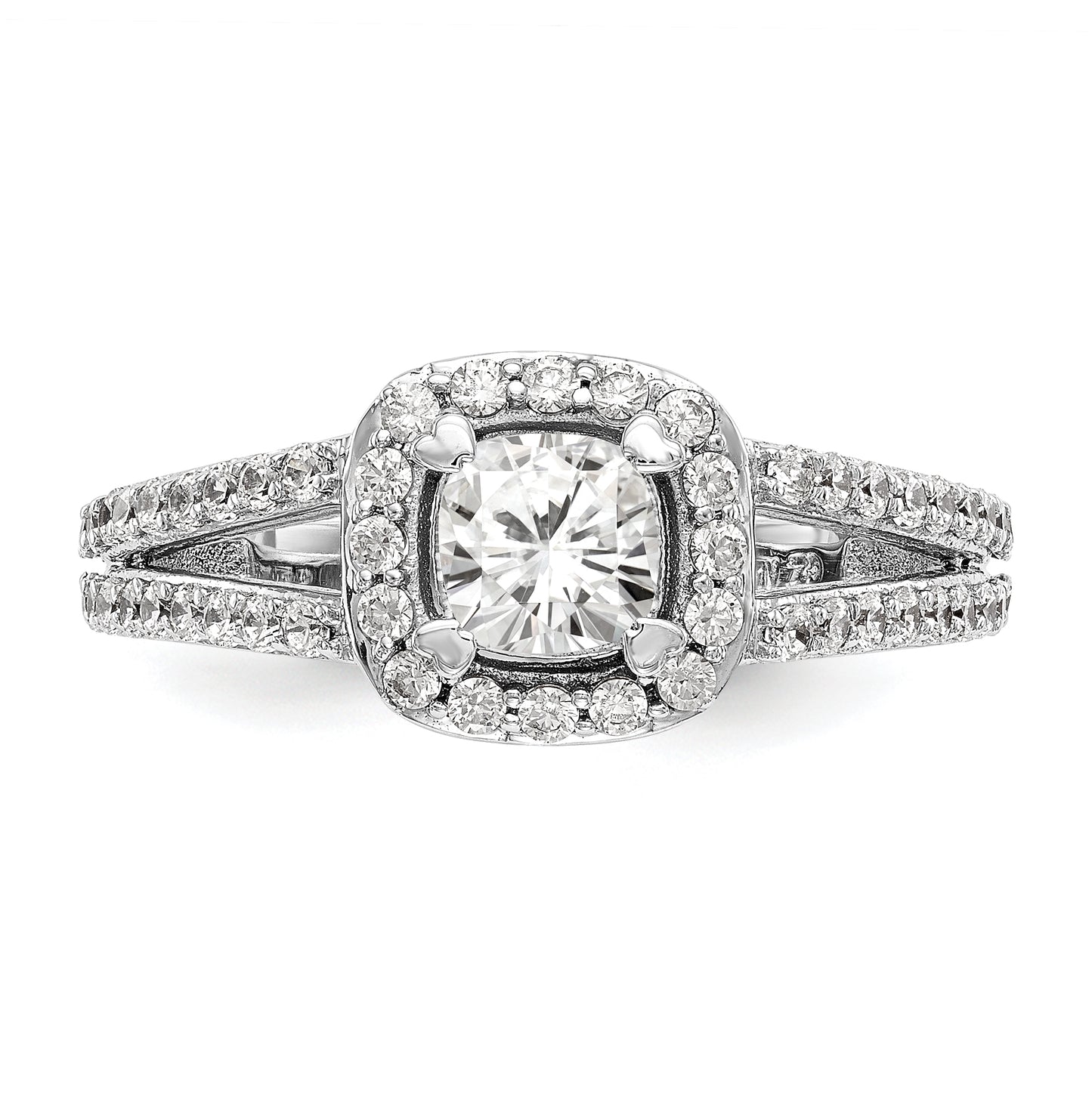 14K White Gold Halo Plus (Holds 1 carat (6.2mm) Cushion Center) 5/8 carat Diamond Semi-Mount Engagement Ring