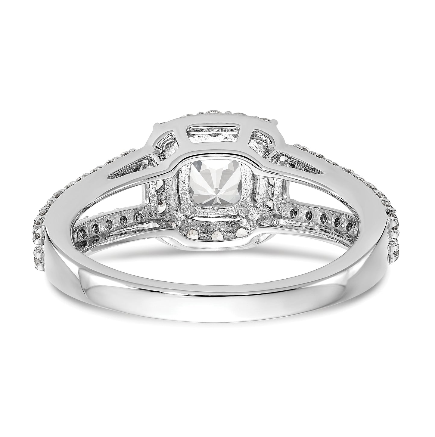 True Origin 14K White Gold 5/8 carat Lab Grown Diamond VS/SI  D E F  Semi Mount Cushion Halo Engagement Ring, 10 mm