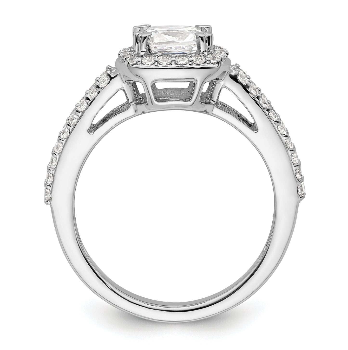 14K White Gold Halo Plus (Holds 1.25 carat (6.5mm) Cushion Center) 1/2 carat Diamond Semi-Mount Engagement Ring