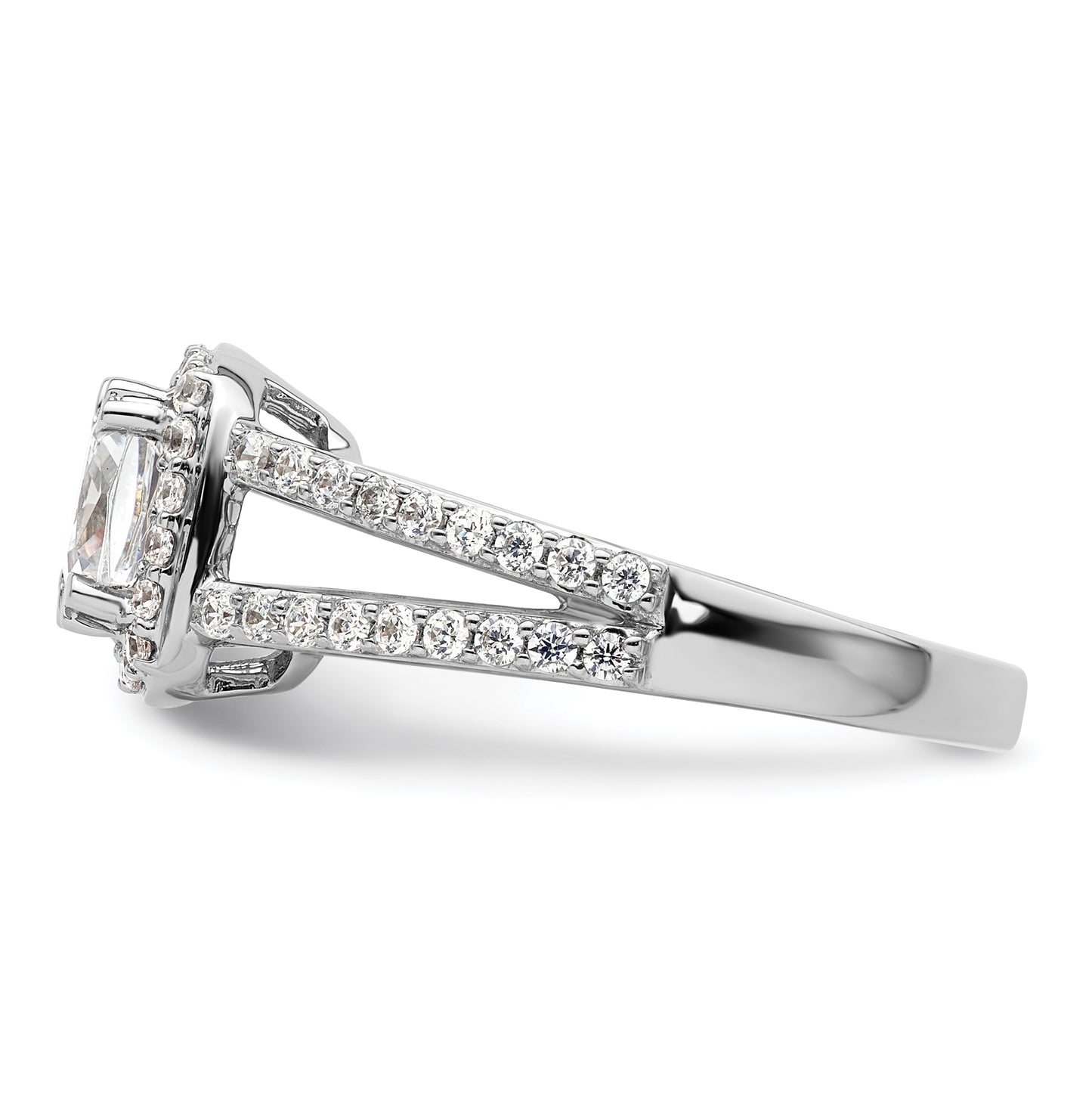 14K White Gold Halo Plus (Holds 1.25 carat (6.5mm) Cushion Center) 1/2 carat Diamond Semi-Mount Engagement Ring