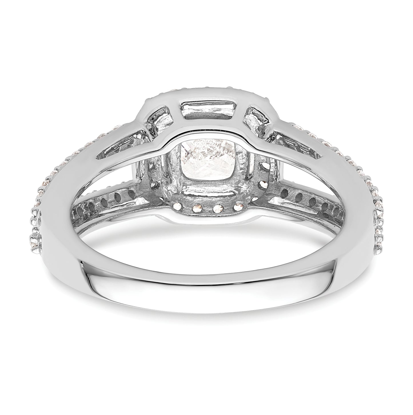 14K White Gold Halo Plus (Holds 1.25 carat (6.5mm) Cushion Center) 1/2 carat Diamond Semi-Mount Engagement Ring