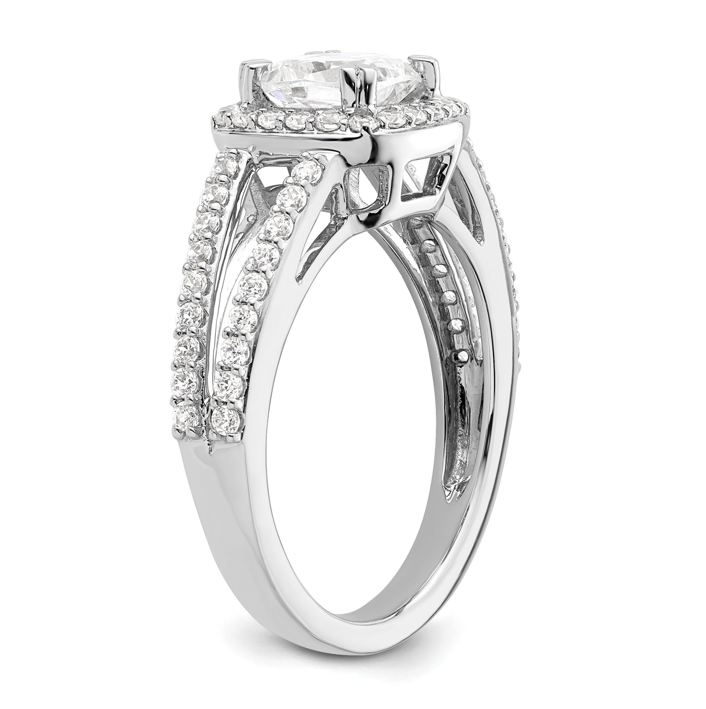 14K White Gold Halo Plus (Holds 1.25 carat (6.5mm) Cushion Center) 1/2 carat Diamond Semi-Mount Engagement Ring