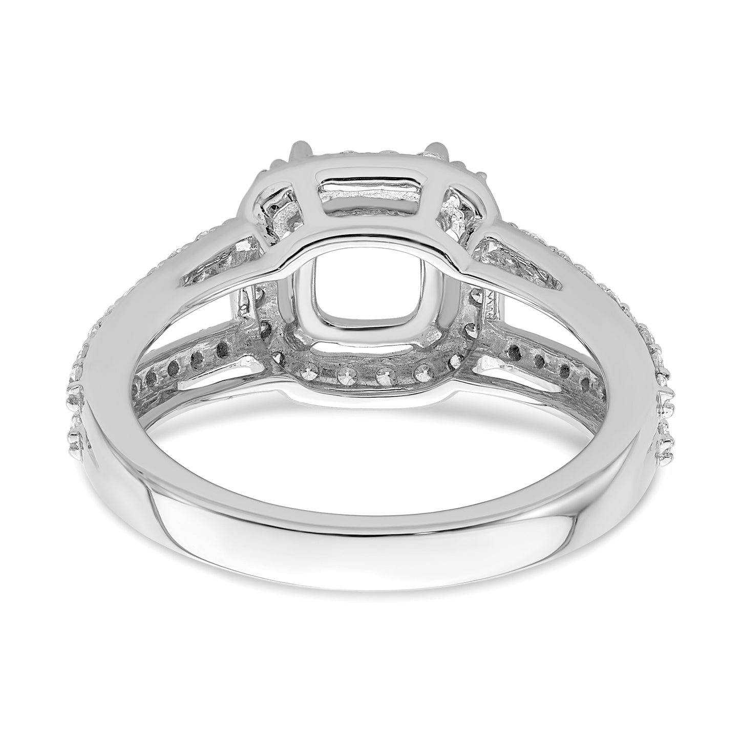 True Origin 14K White Gold 5/8 carat Lab Grown Diamond VS/SI  D E F  Semi Mount Cushion Halo Engagement Ring, 11 mm