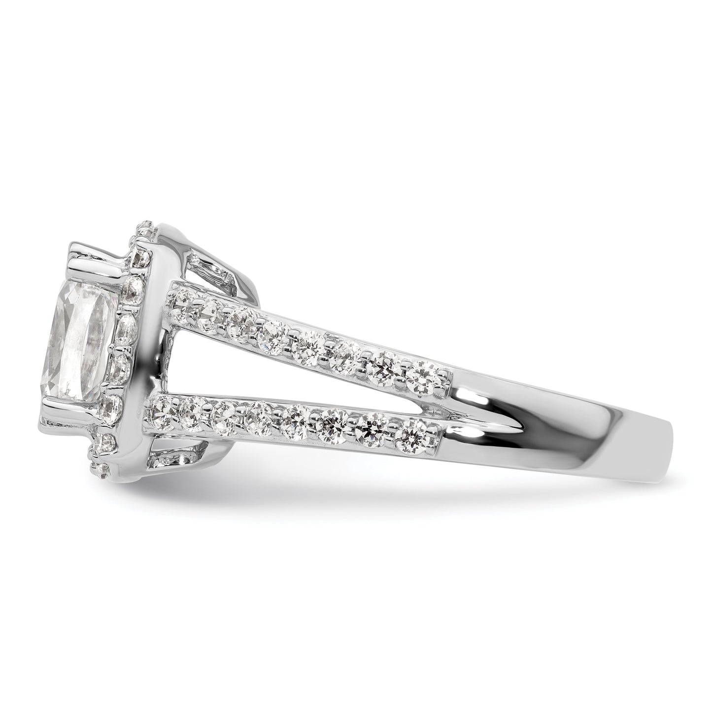 14K White Gold Halo Plus (Holds 1.75 carat (7.00mm) Cushion Center) 3/4 carat Diamond Semi-Mount Engagement Ring