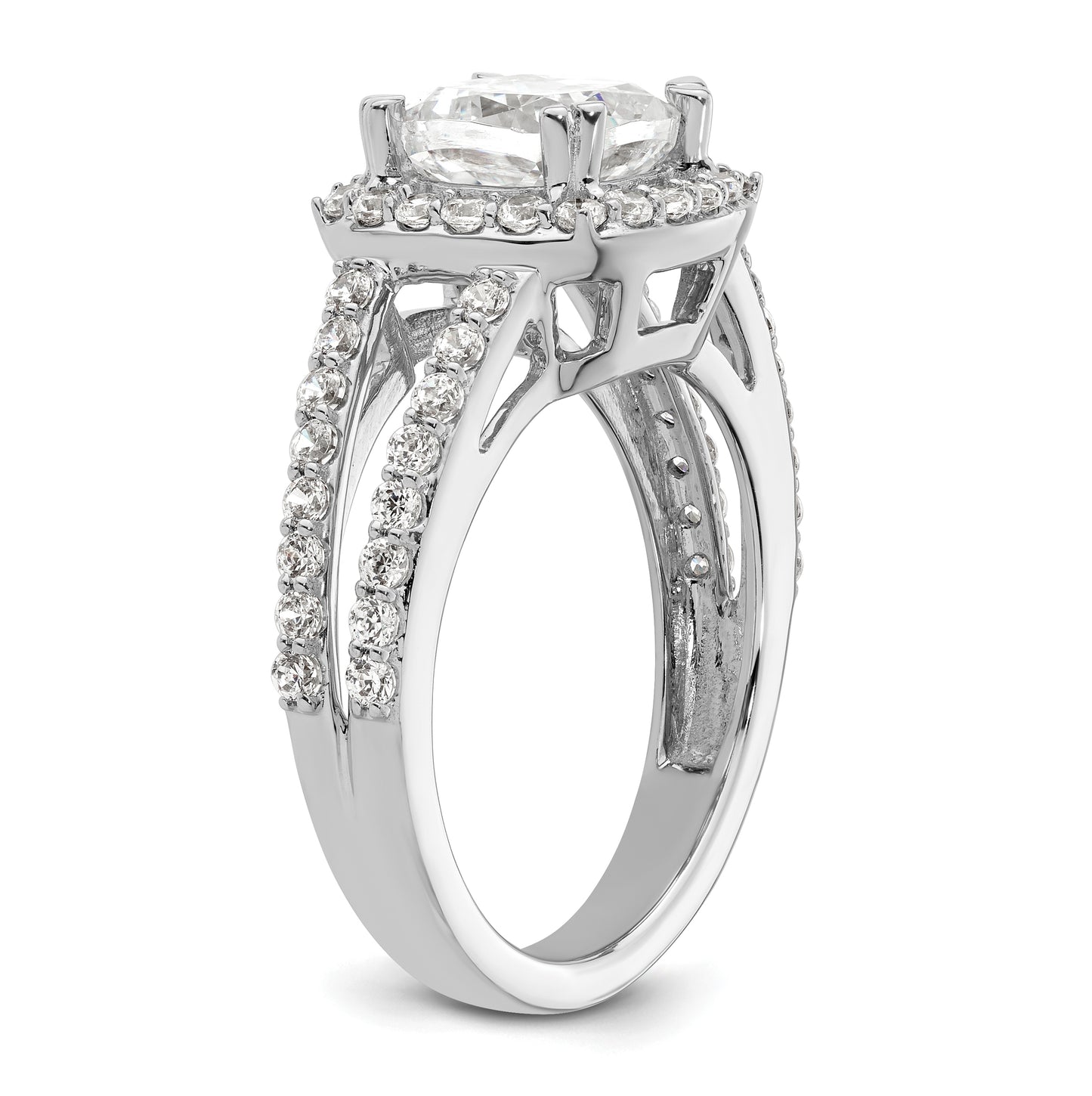 14K White Gold Halo Plus (Holds 1.75 carat (7.00mm) Cushion Center) 3/4 carat Diamond Semi-Mount Engagement Ring