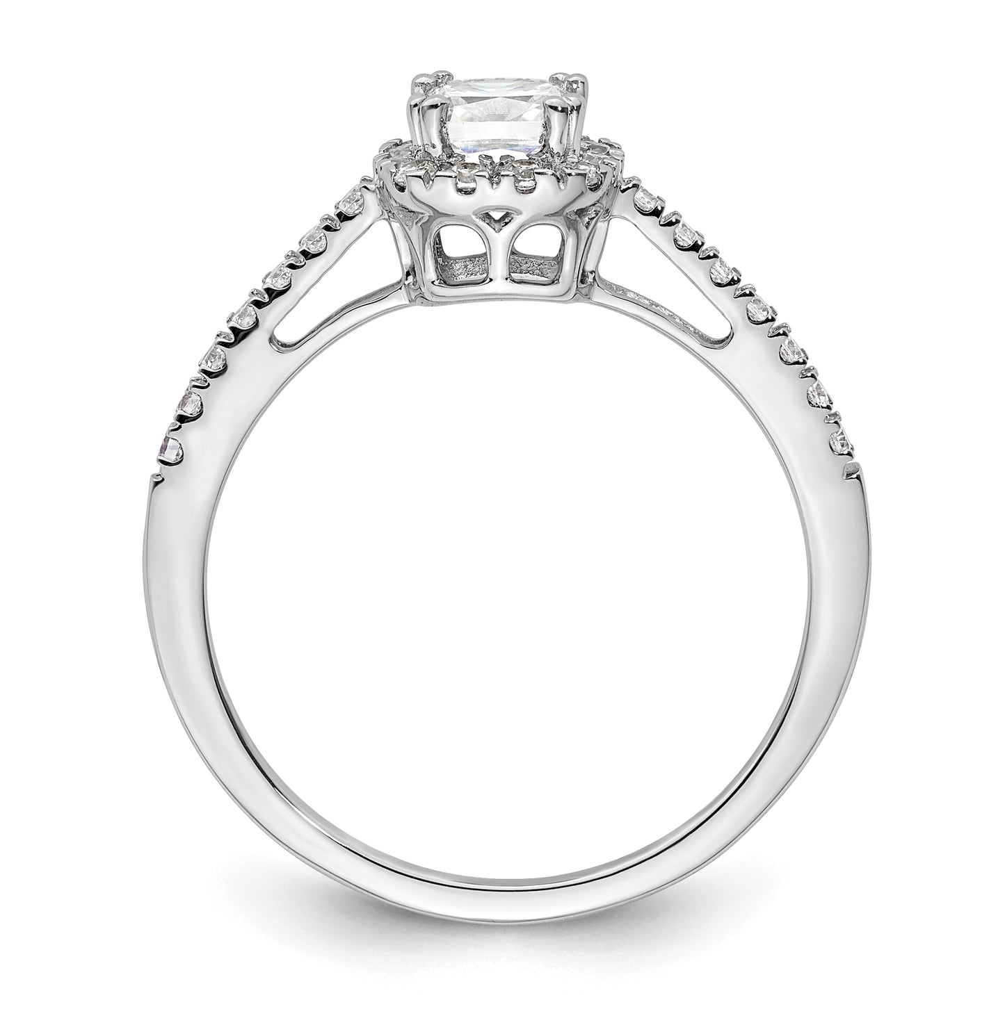 14K White Gold Halo Plus (Holds 1/2 carat (4.5mm) Cushion Center) 1/4 carat Diamond Semi-Mount Engagement Ring