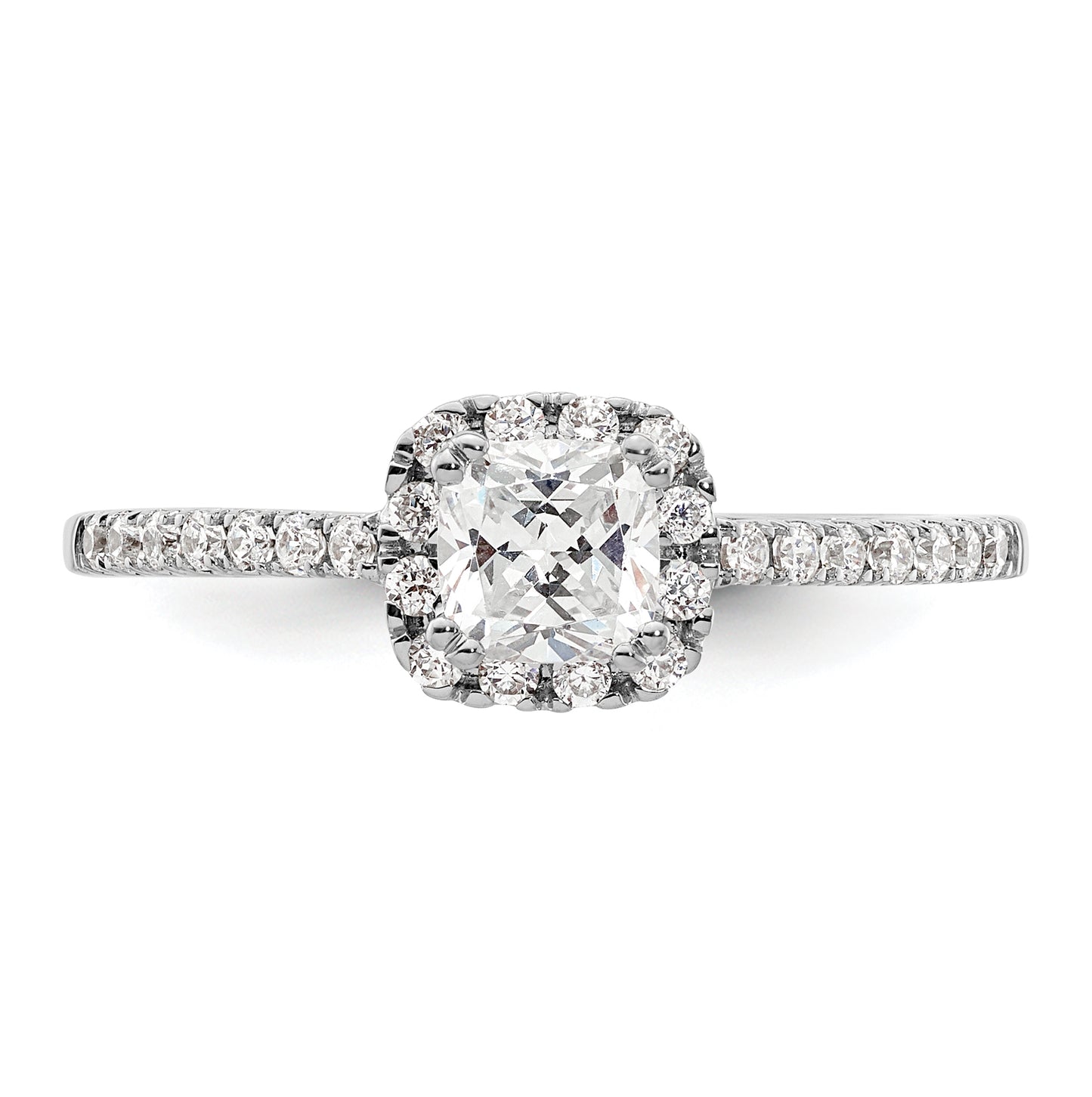 14K White Gold Halo Plus (Holds 1/2 carat (4.5mm) Cushion Center) 1/4 carat Diamond Semi-Mount Engagement Ring