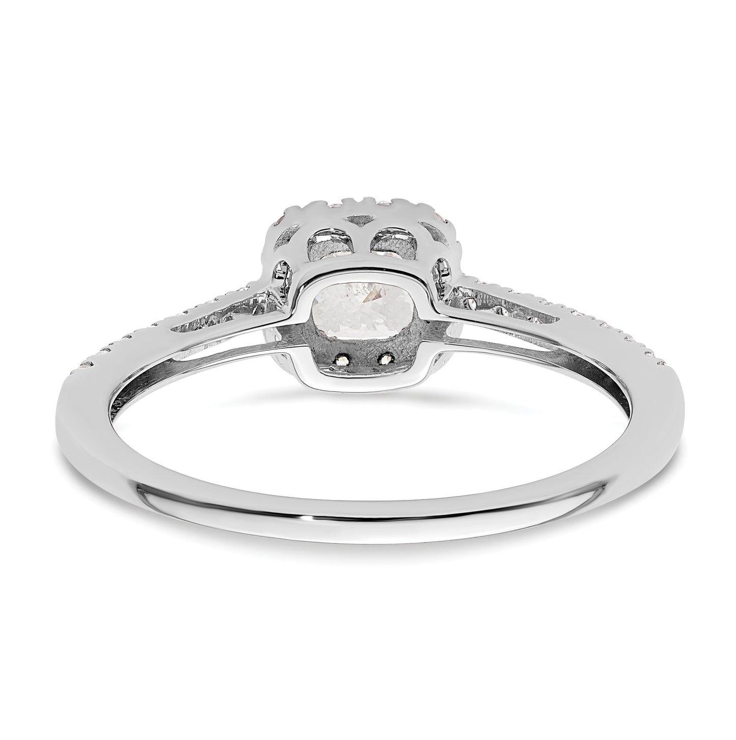14K White Gold Halo Plus (Holds 1/2 carat (4.5mm) Cushion Center) 1/4 carat Diamond Semi-Mount Engagement Ring