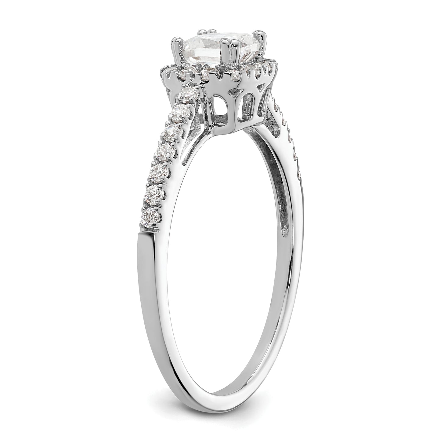 14K White Gold Halo Plus (Holds 1/2 carat (4.5mm) Cushion Center) 1/4 carat Diamond Semi-Mount Engagement Ring