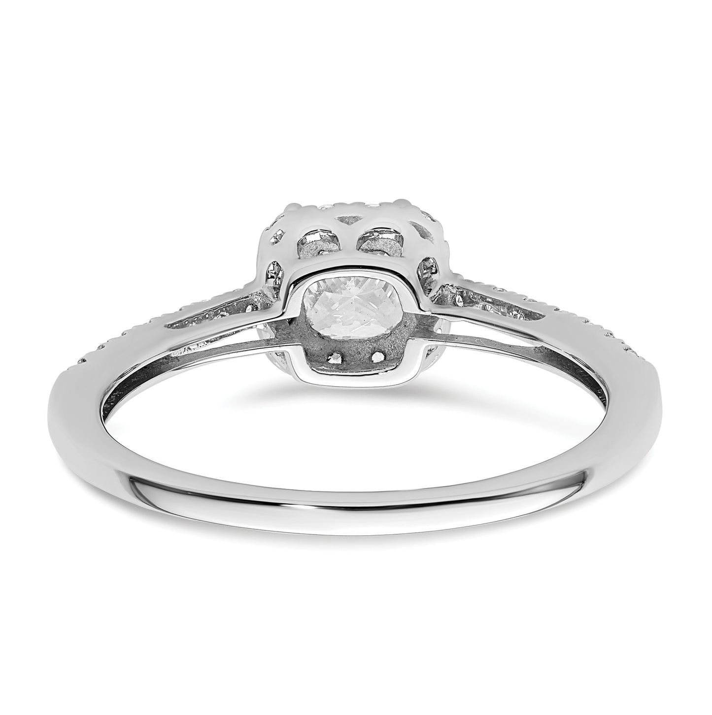 14K White Gold Halo Plus (Holds 3/4 carat (5.00mm) Cushion Center) 1/4 carat Diamond Semi-Mount Engagement Ring