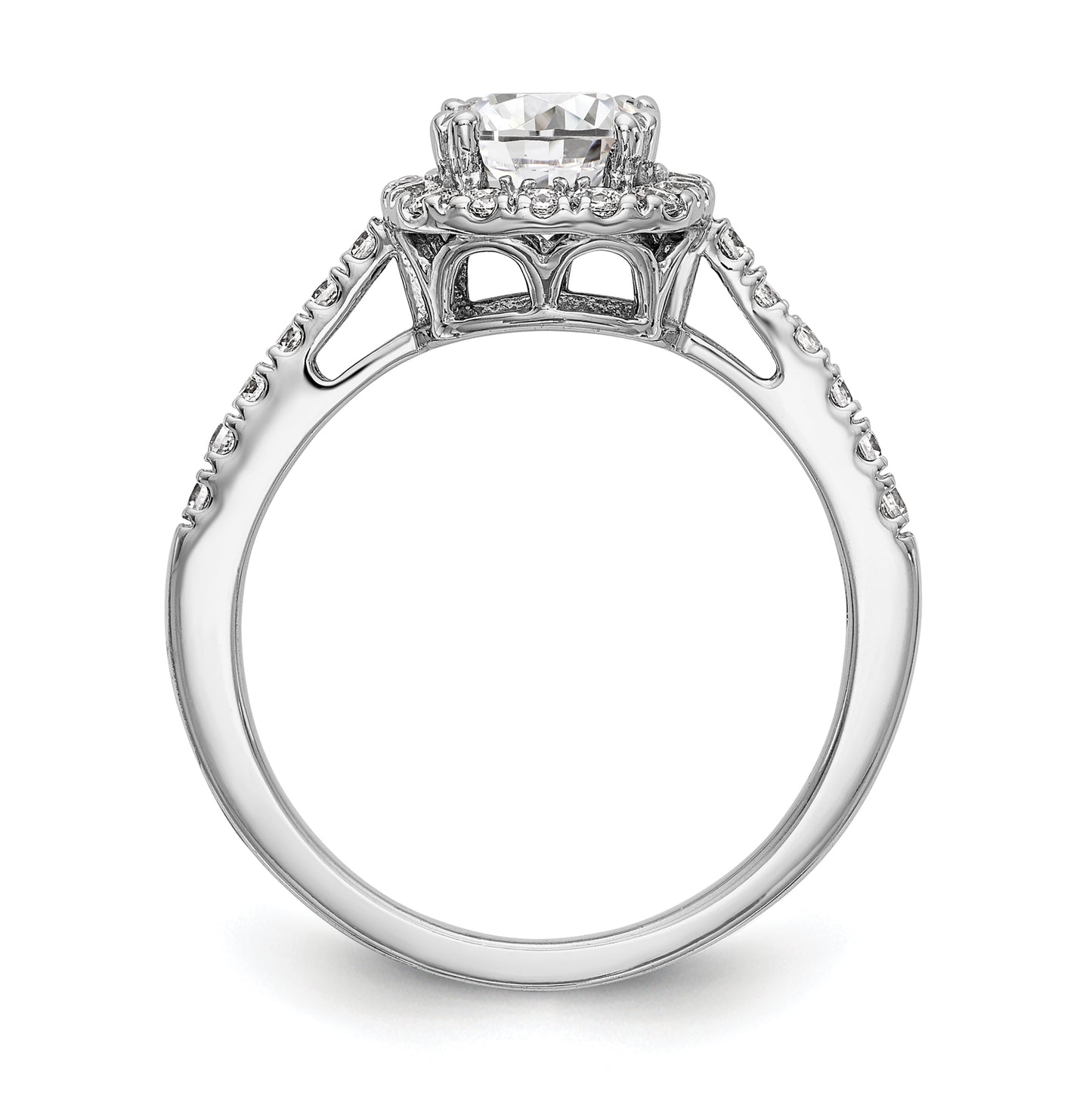 14K White Gold Halo Plus (Holds 1 carat (5.8mm) Cushion Center) 3/8 carat Diamond Semi-Mount Engagement Ring