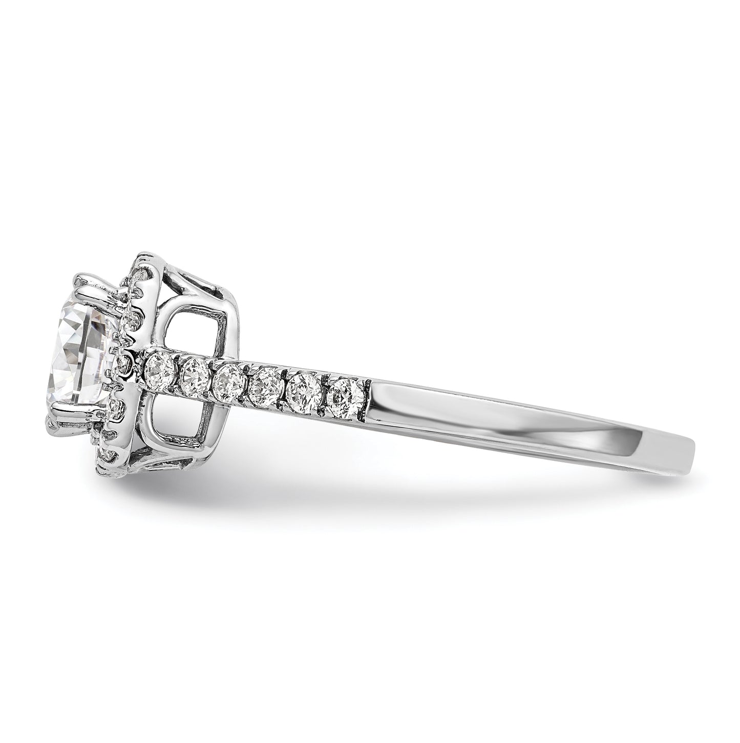 14K White Gold Halo Plus (Holds 1 carat (5.8mm) Cushion Center) 3/8 carat Diamond Semi-Mount Engagement Ring