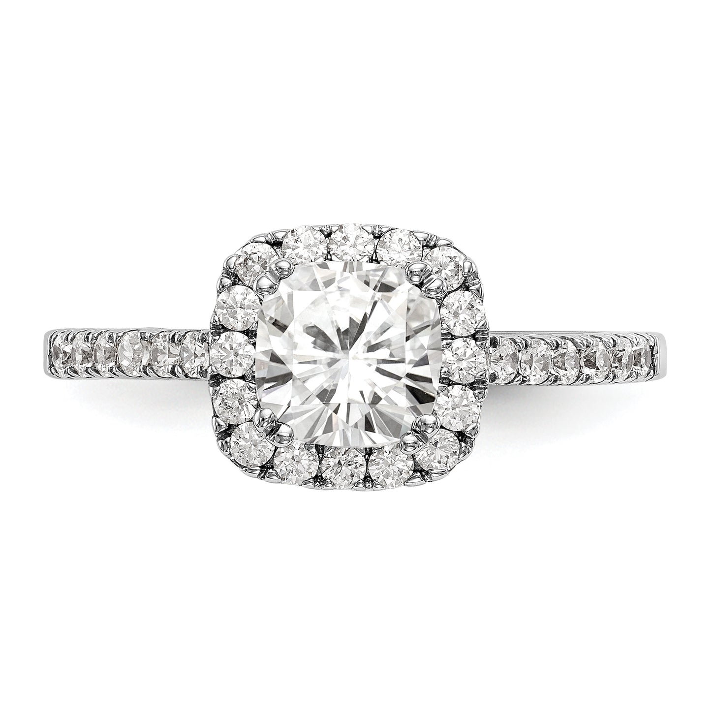 14K White Gold Halo Plus (Holds 1 carat (5.8mm) Cushion Center) 3/8 carat Diamond Semi-Mount Engagement Ring