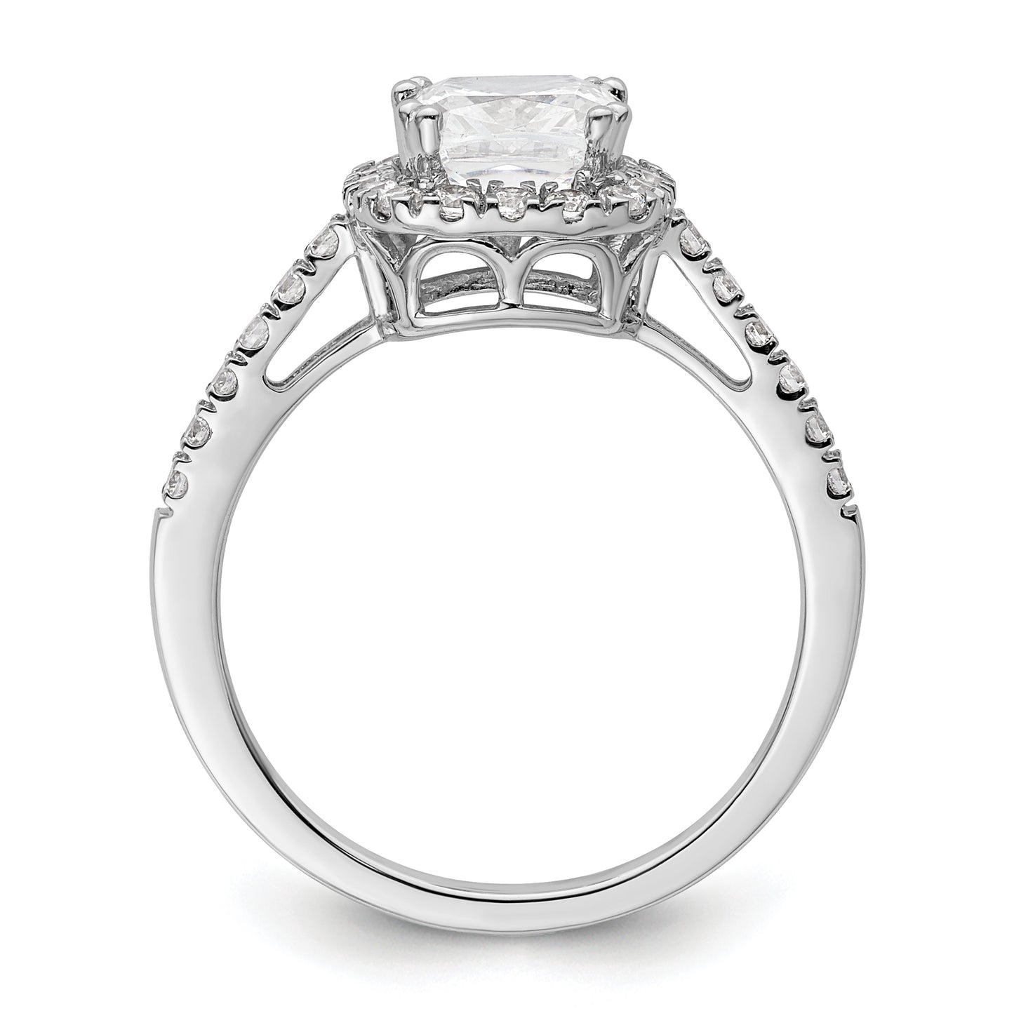 14K White Gold Halo Plus (Holds 1.25 carat (6.00mm) Cushion Center) 3/8 carat Diamond Semi-Mount Engagement Ring