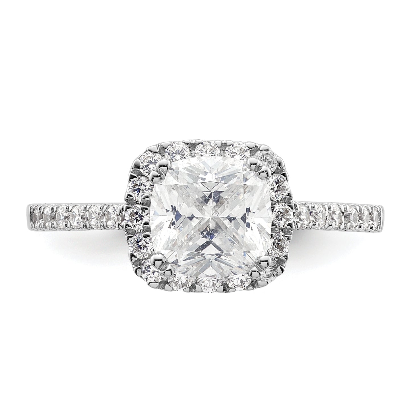 14K White Gold Halo Plus (Holds 1.25 carat (6.00mm) Cushion Center) 3/8 carat Diamond Semi-Mount Engagement Ring