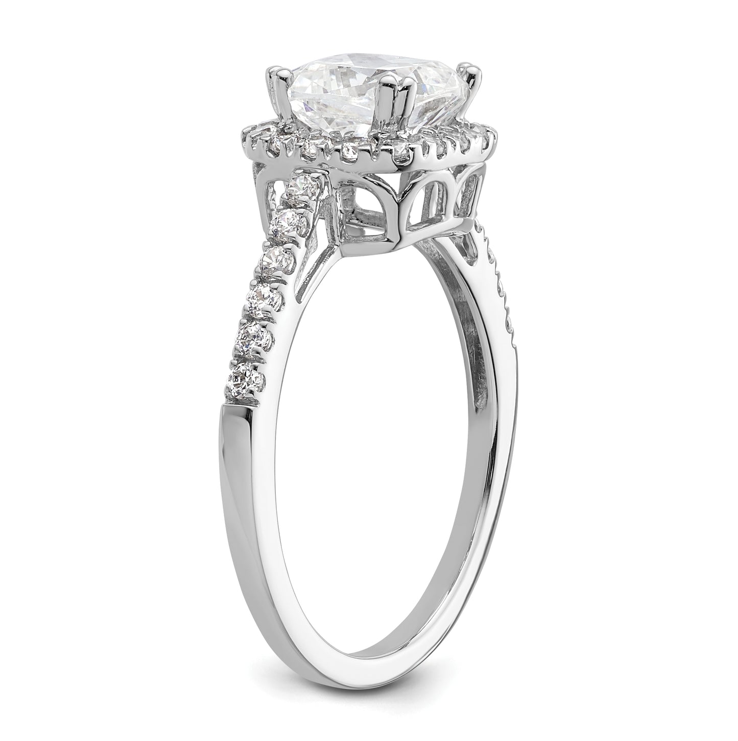 14K White Gold Halo Plus (Holds 1.25 carat (6.00mm) Cushion Center) 3/8 carat Diamond Semi-Mount Engagement Ring