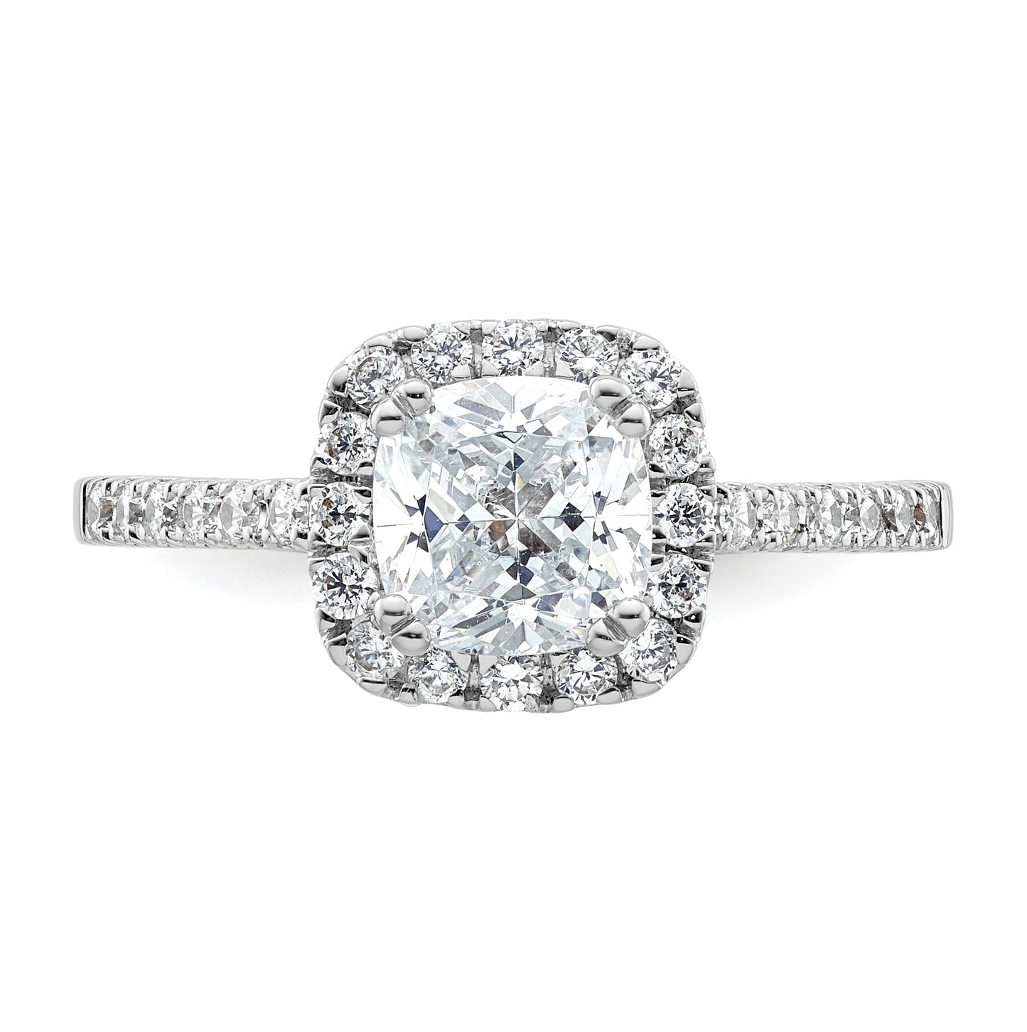 14K White Gold Halo Plus (Holds 1.5 carat (6.5mm) Cushion Center) 3/8 carat Diamond Semi-Mount Engagement Ring