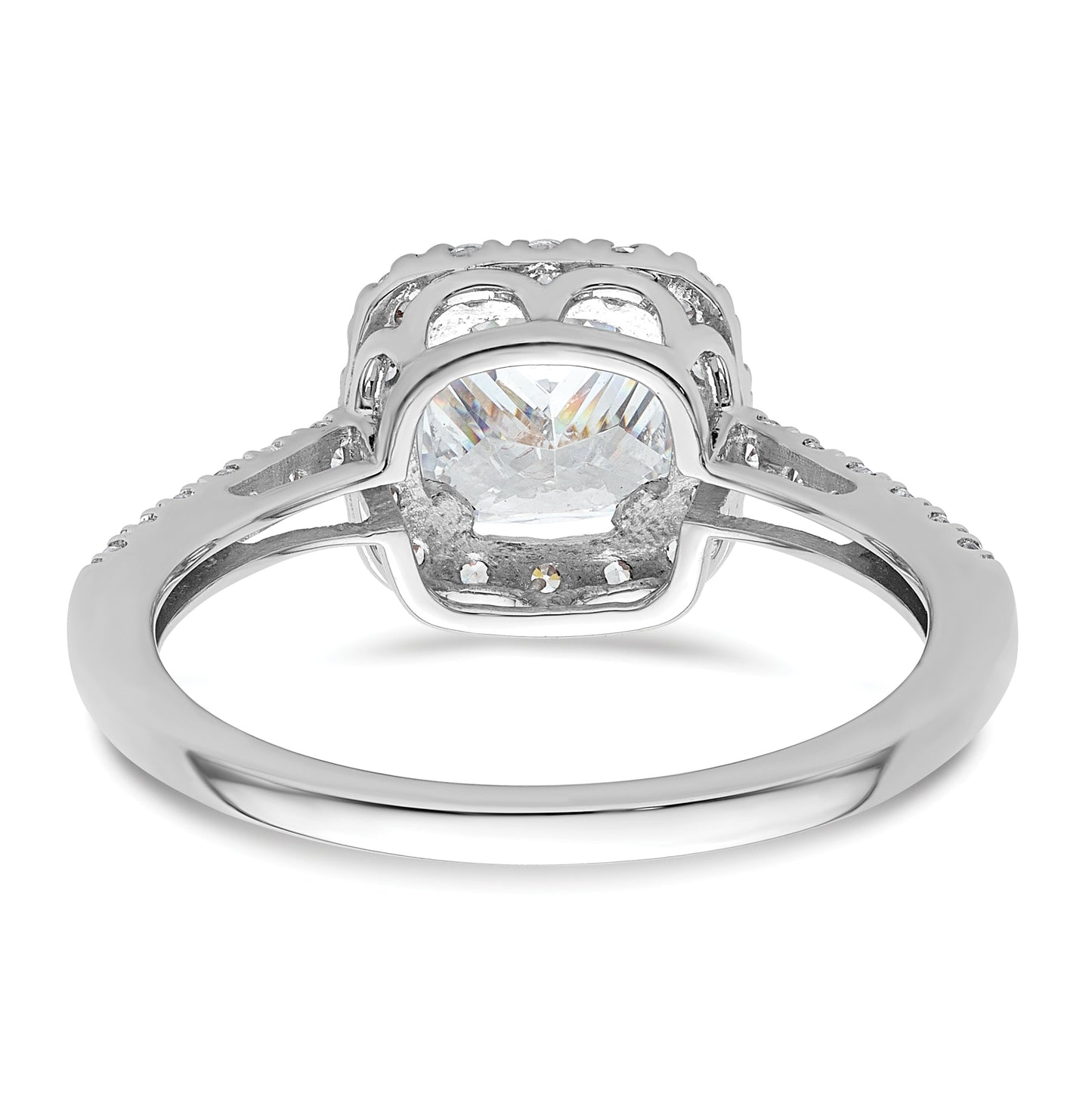 14K White Gold Halo Plus (Holds 1.5 carat (6.5mm) Cushion Center) 3/8 carat Diamond Semi-Mount Engagement Ring
