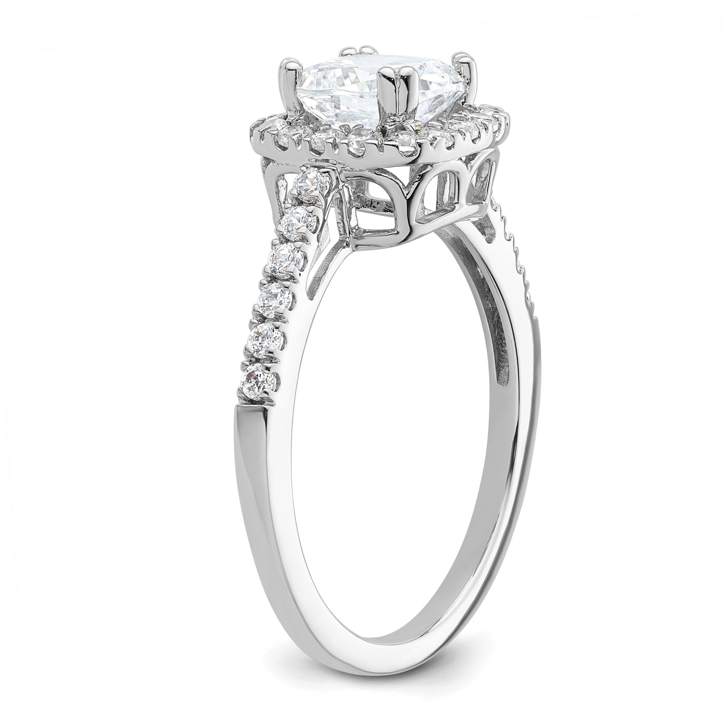 14K White Gold Halo Plus (Holds 1.5 carat (6.5mm) Cushion Center) 3/8 carat Diamond Semi-Mount Engagement Ring